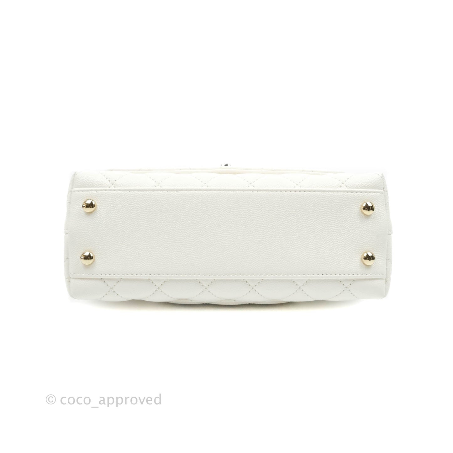 Chanel Mini (Small) Coco Handle Quilted White Caviar Gold Hardware