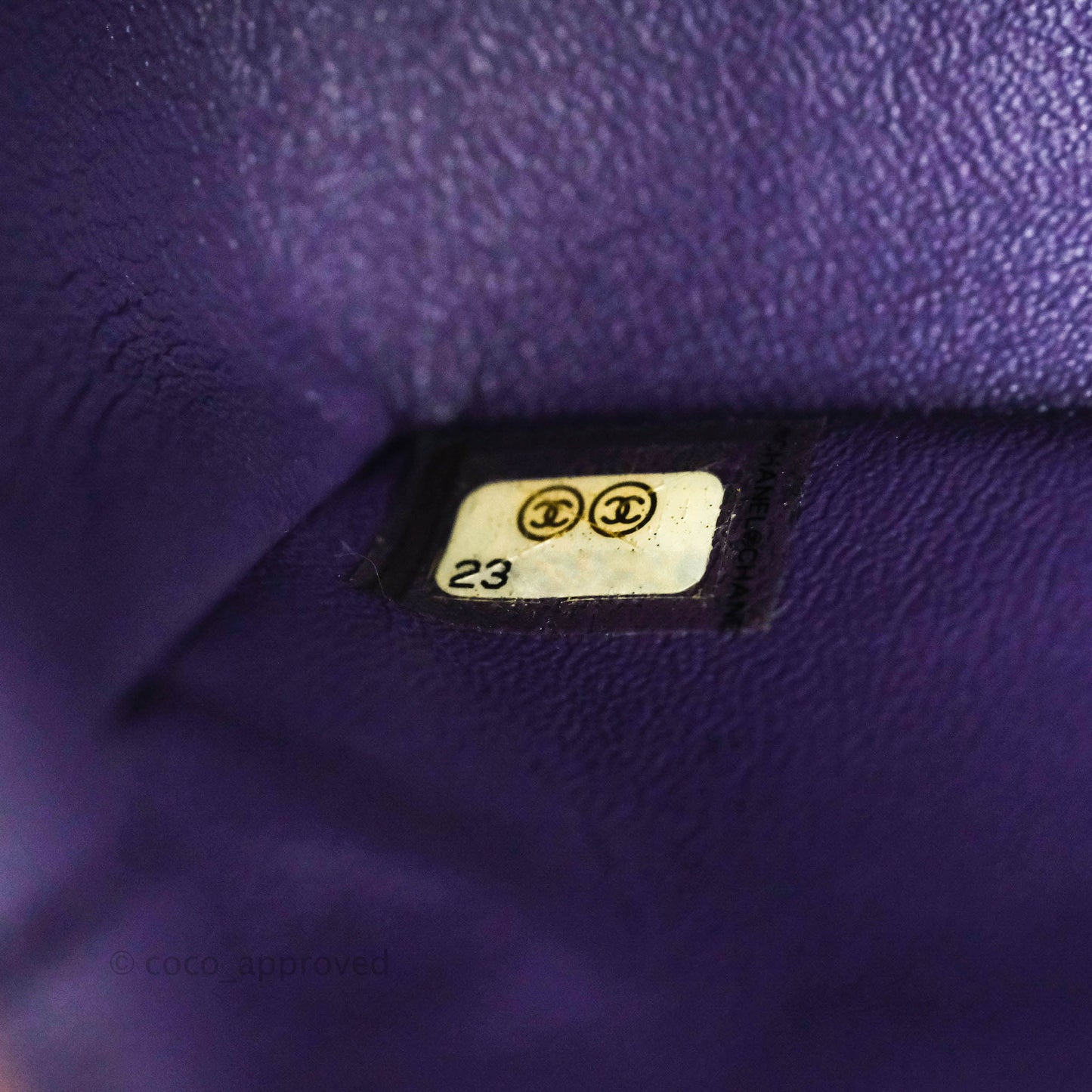 Chanel Quilted Mini Rectangular Flap Purple Patent Gun Metal
