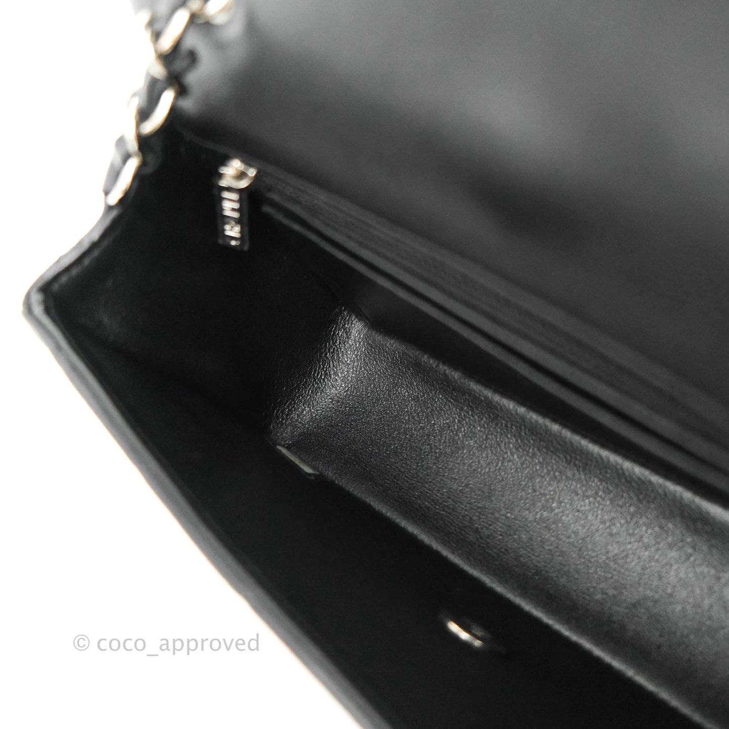 Chanel Quilted Mini Rectangular Black Lambskin Silver Hardware