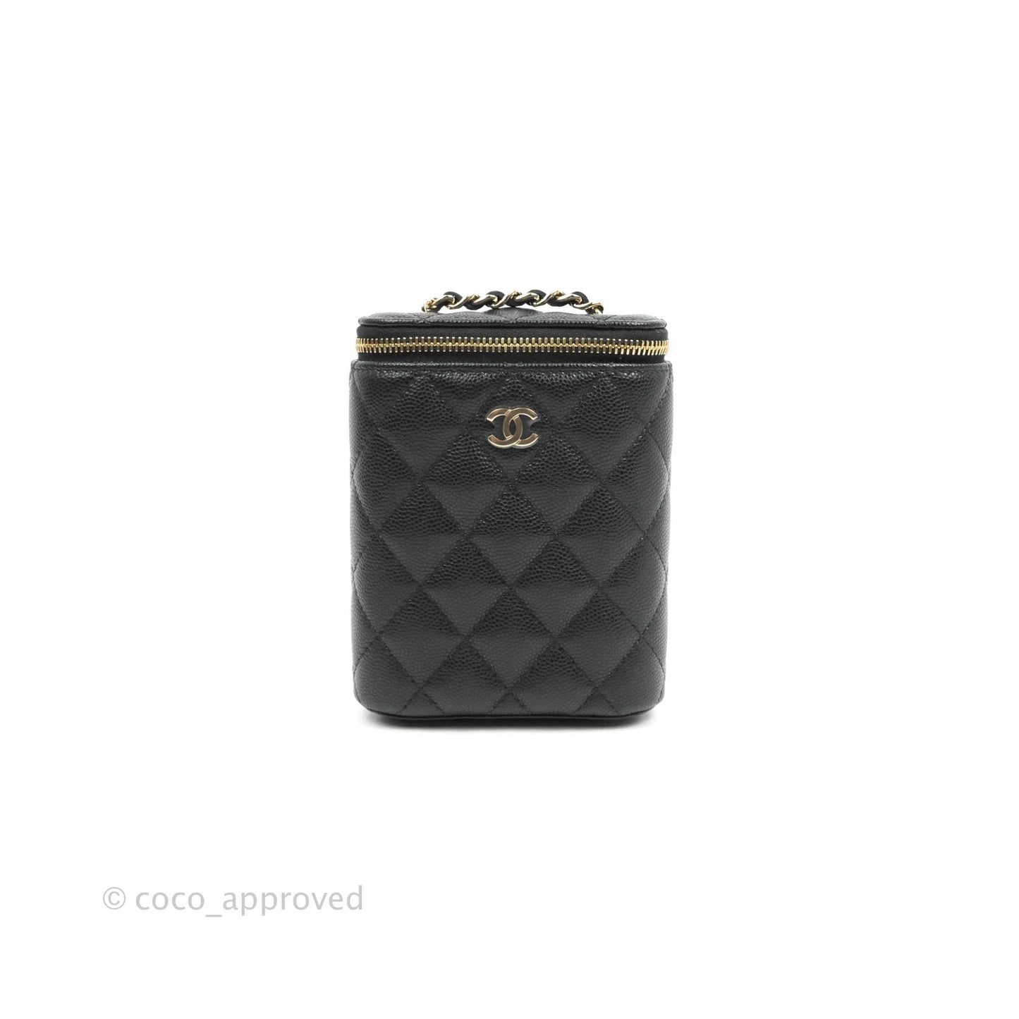 Chanel Classic Mini Vanity With Chain Black Caviar Gold Hardware