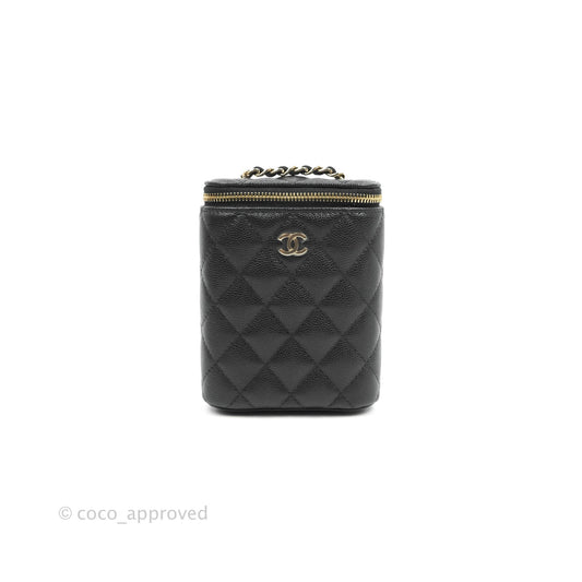 Chanel Classic Mini Vanity With Chain Black Caviar Gold Hardware