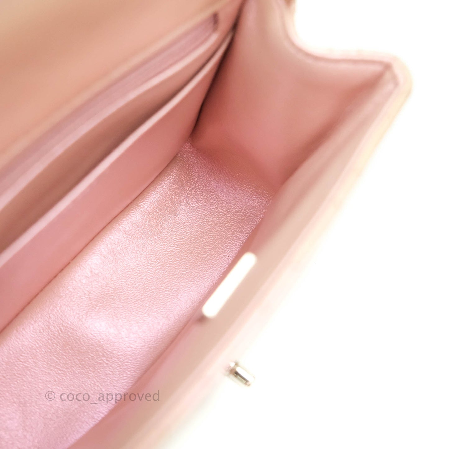 Chanel Mini Square Quilted Iridescent Pink Silver Hardware