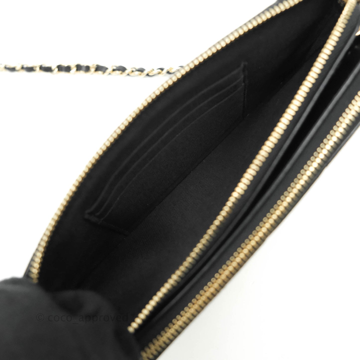 Chanel Pearl Charm Clutch With Chain Black Shiny Calfskin Gold Hardware