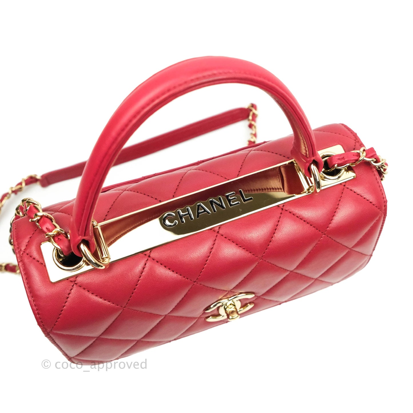 Chanel Small Quilted Trendy CC Red Lambskin Gold Hardware