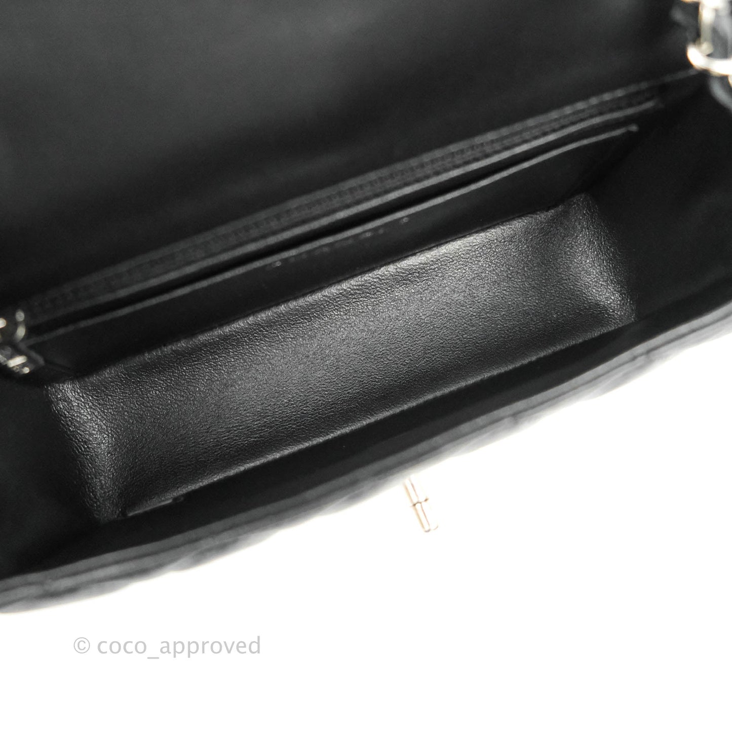 Chanel Quilted Mini Rectangular Black Lambskin Silver Hardware