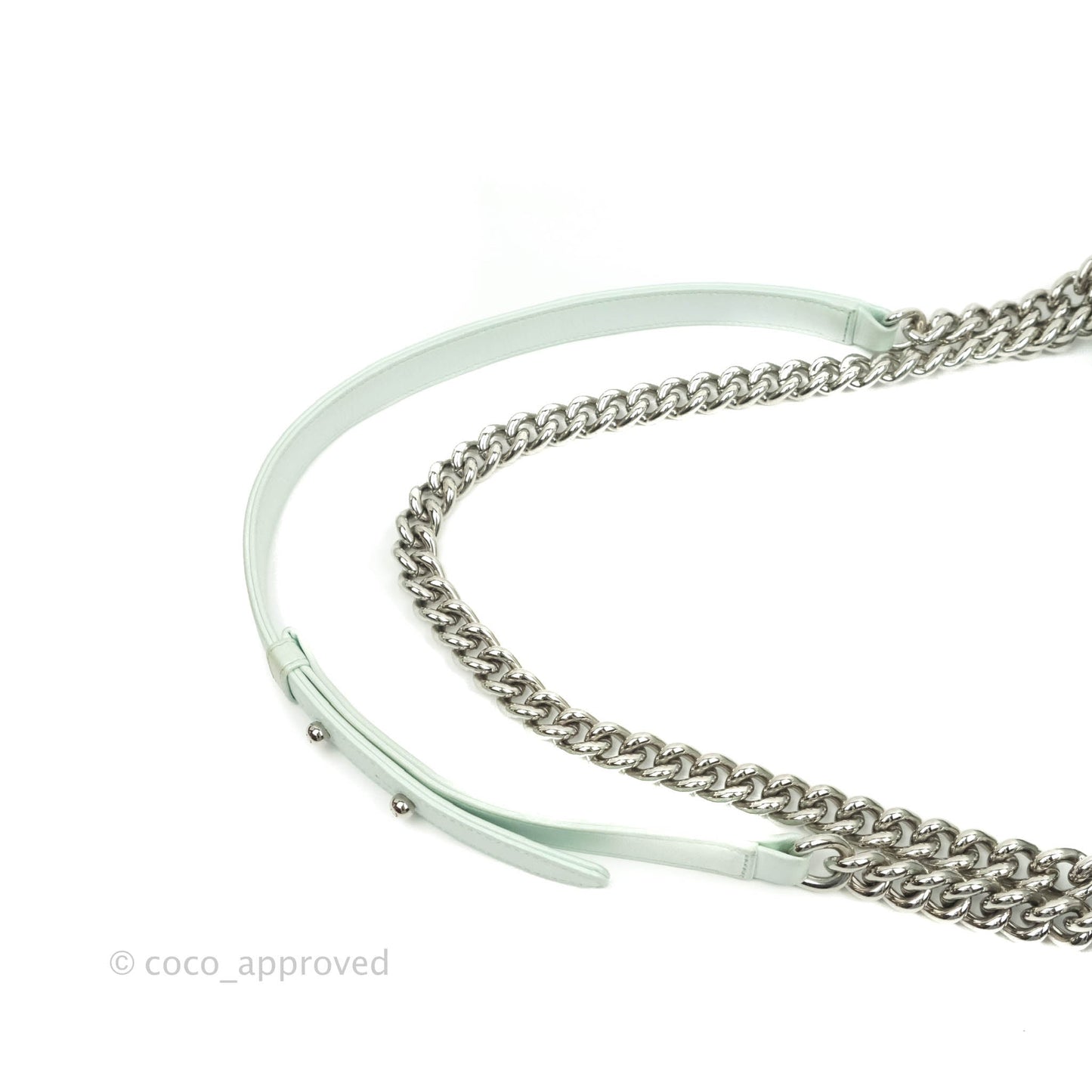 Chanel Medium Chevron Boy Iridescent Light Mint Calfskin Silver Hardware