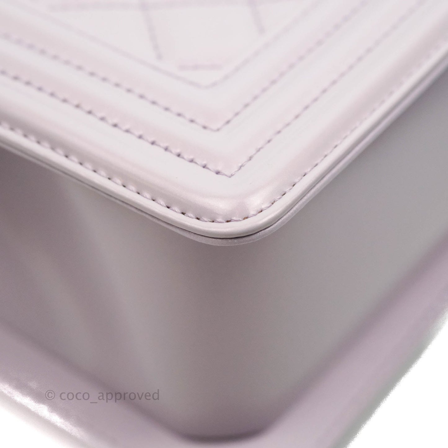 Chanel Quilted Medium Boy Iridescent Lilac Calfskin Light Gold Hardware