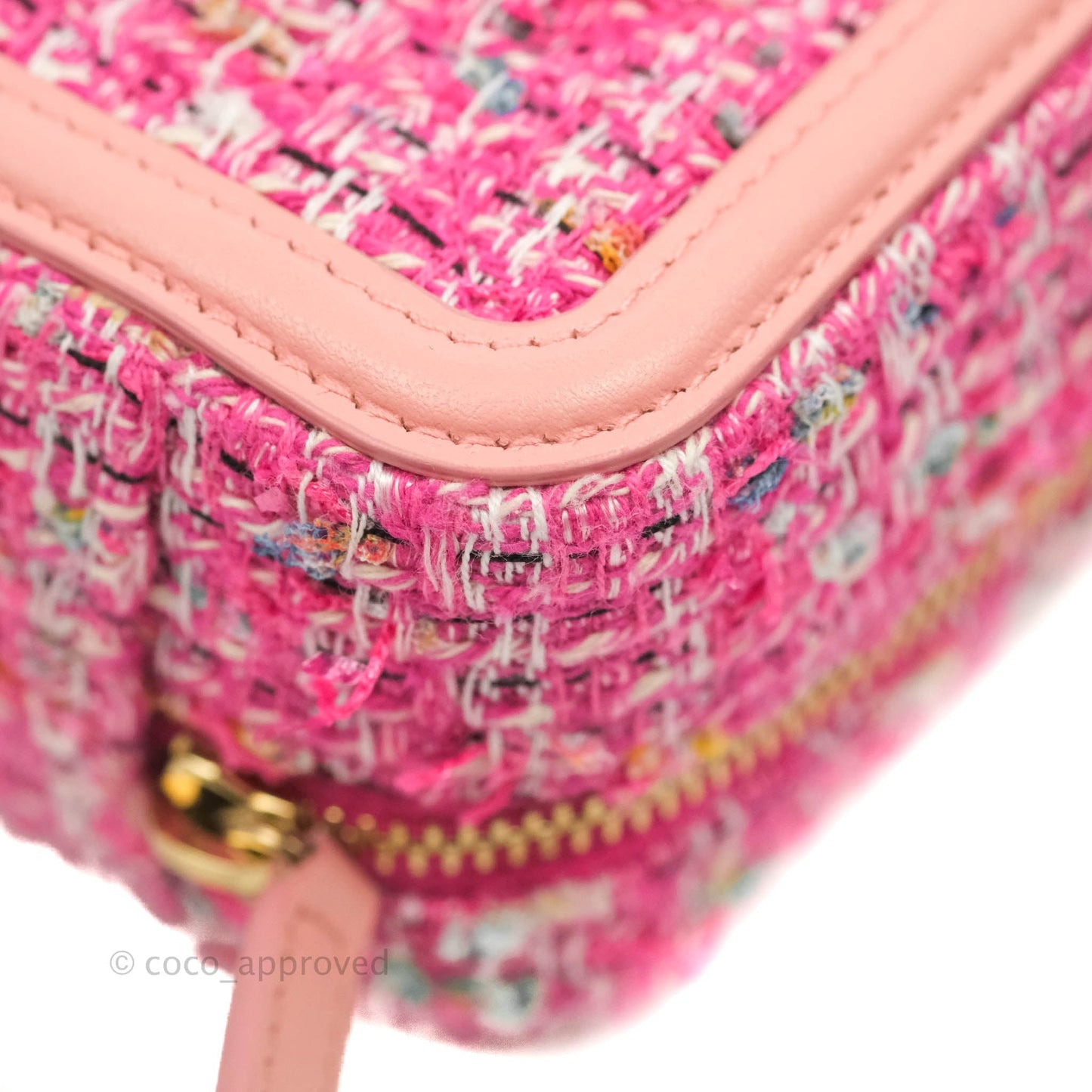 Chanel CC Filigree Vanity Clutch With Chain Pink Tweed