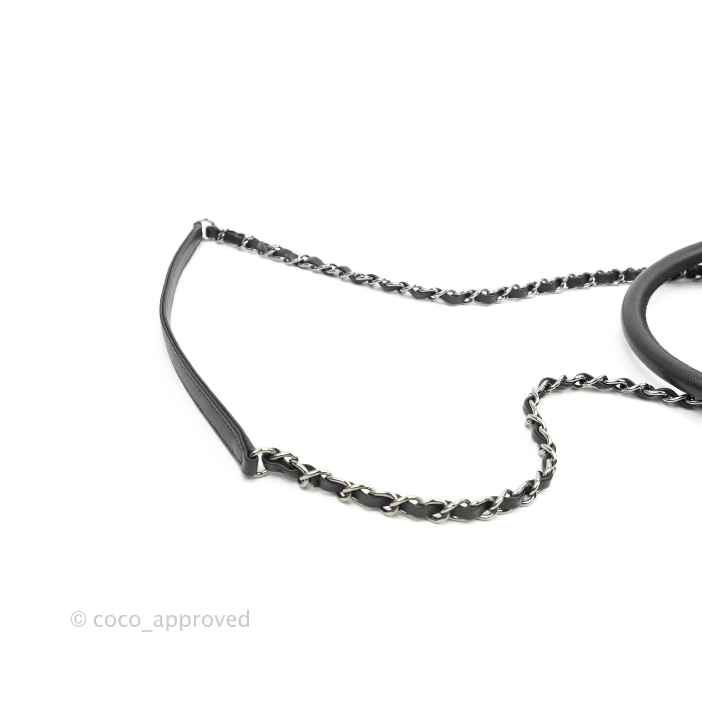 Chanel Medium (Small) Coco Handle Chevron Dark Grey Caviar Black Hardware