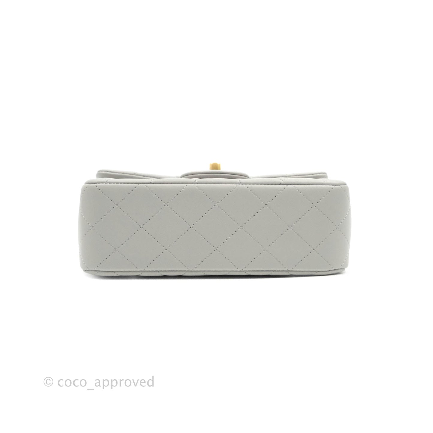 Chanel Top Handle Mini Rectangular Flap Bag Grey Lambskin Aged Gold Hardware