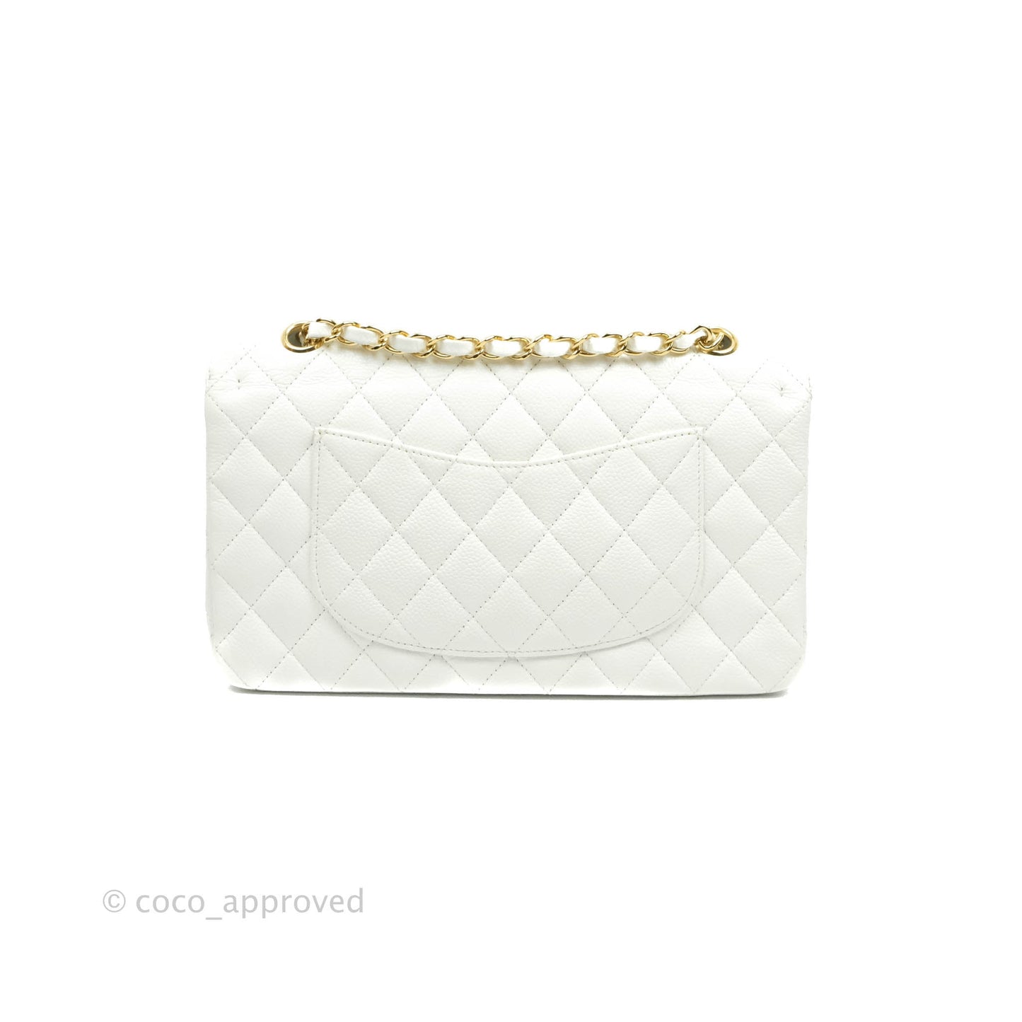 Chanel Quilted M/L Medium Double Flap White Caviar Gold Hardware