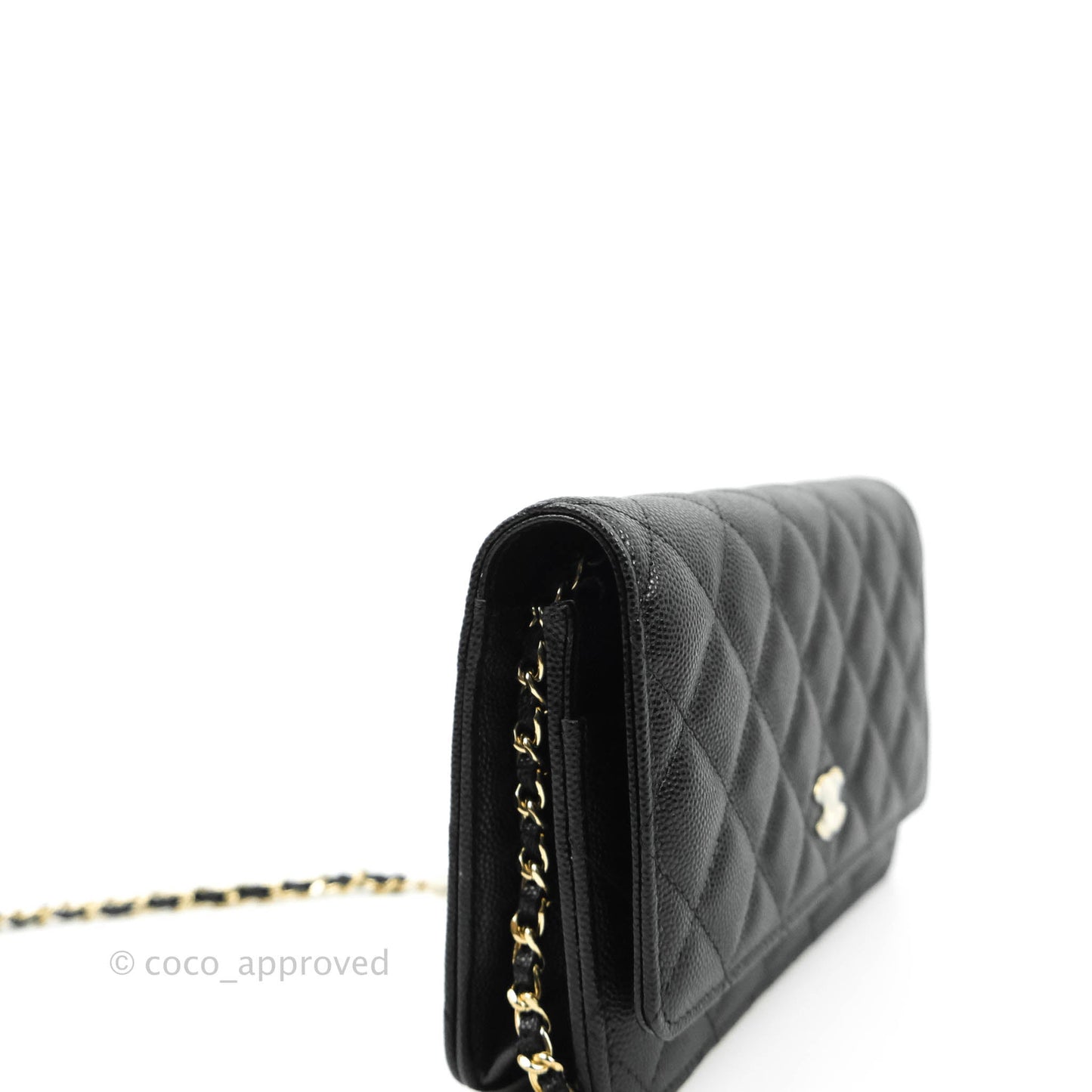 Chanel Quilted WOC Black Caviar Gold Hardware With Charms
