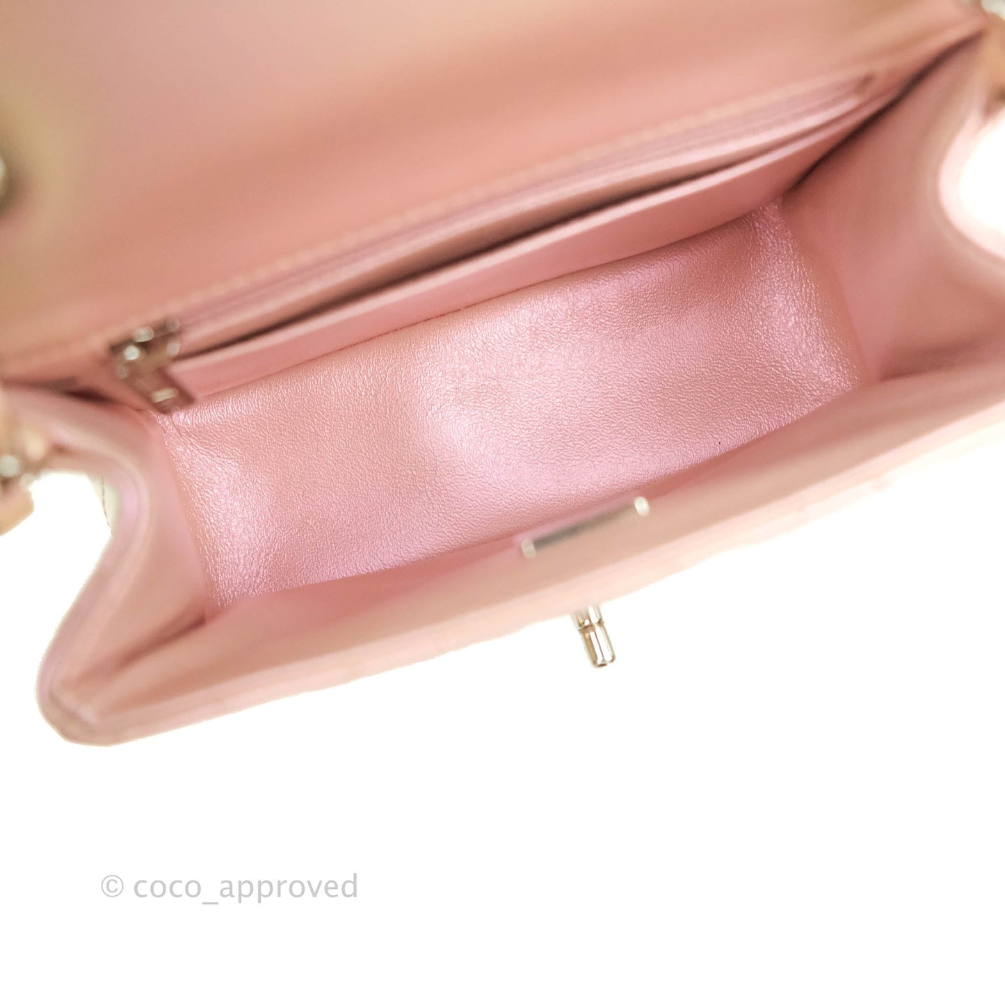 Chanel Mini Square Quilted Iridescent Pink Silver Hardware