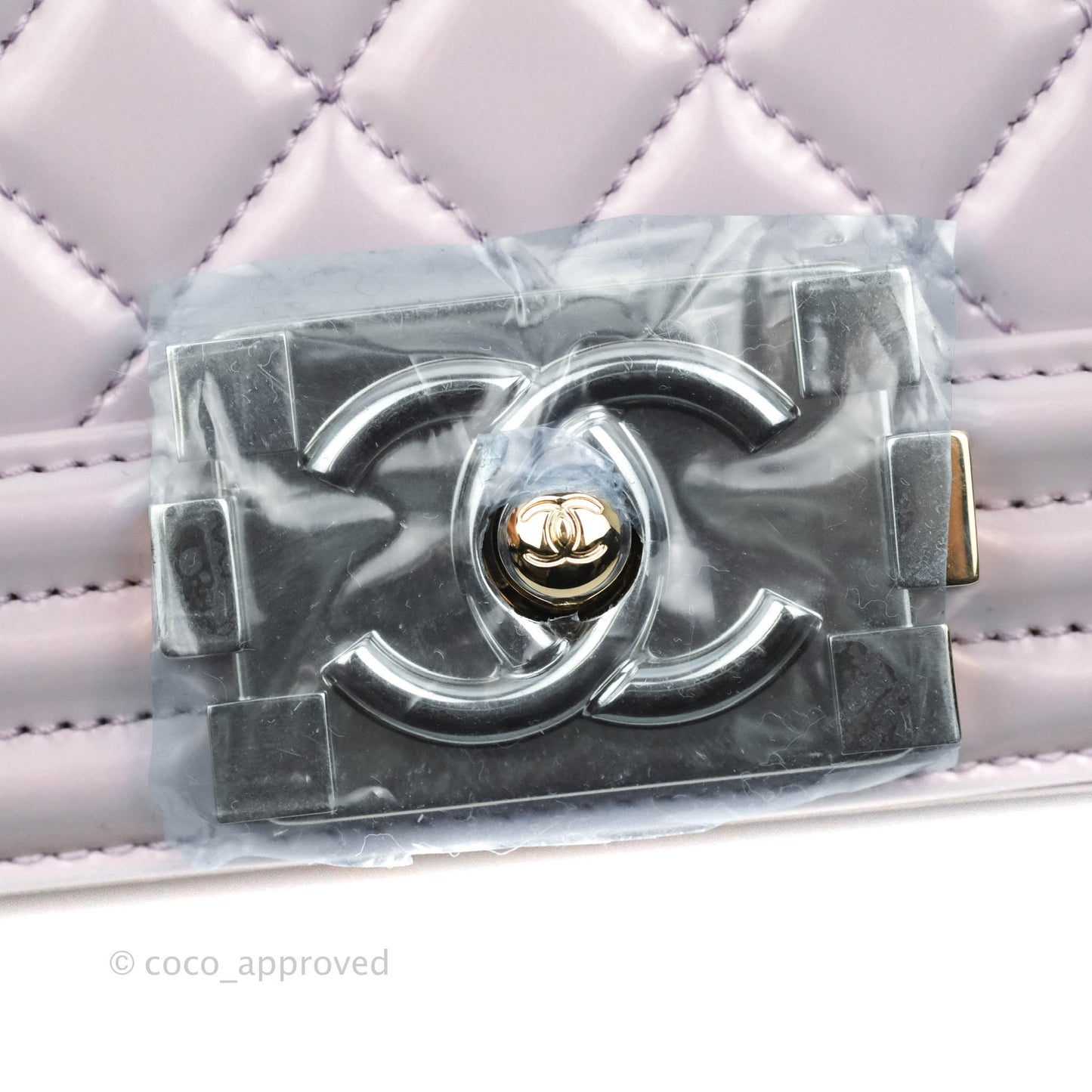 Chanel Quilted Medium Boy Iridescent Lilac Calfskin Light Gold Hardware