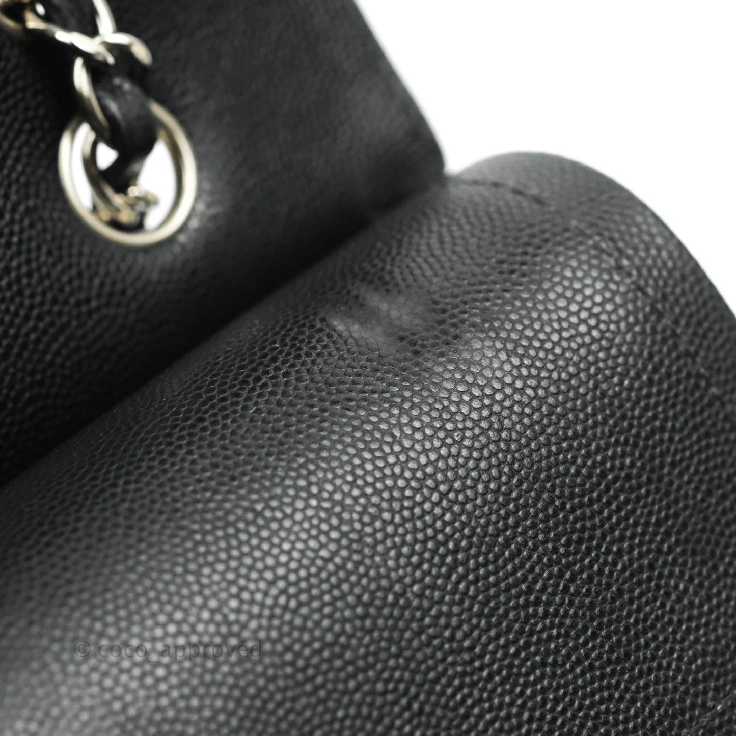 Chanel Classic M/L Medium Chevron Double Flap Black Caviar Silver Hardware