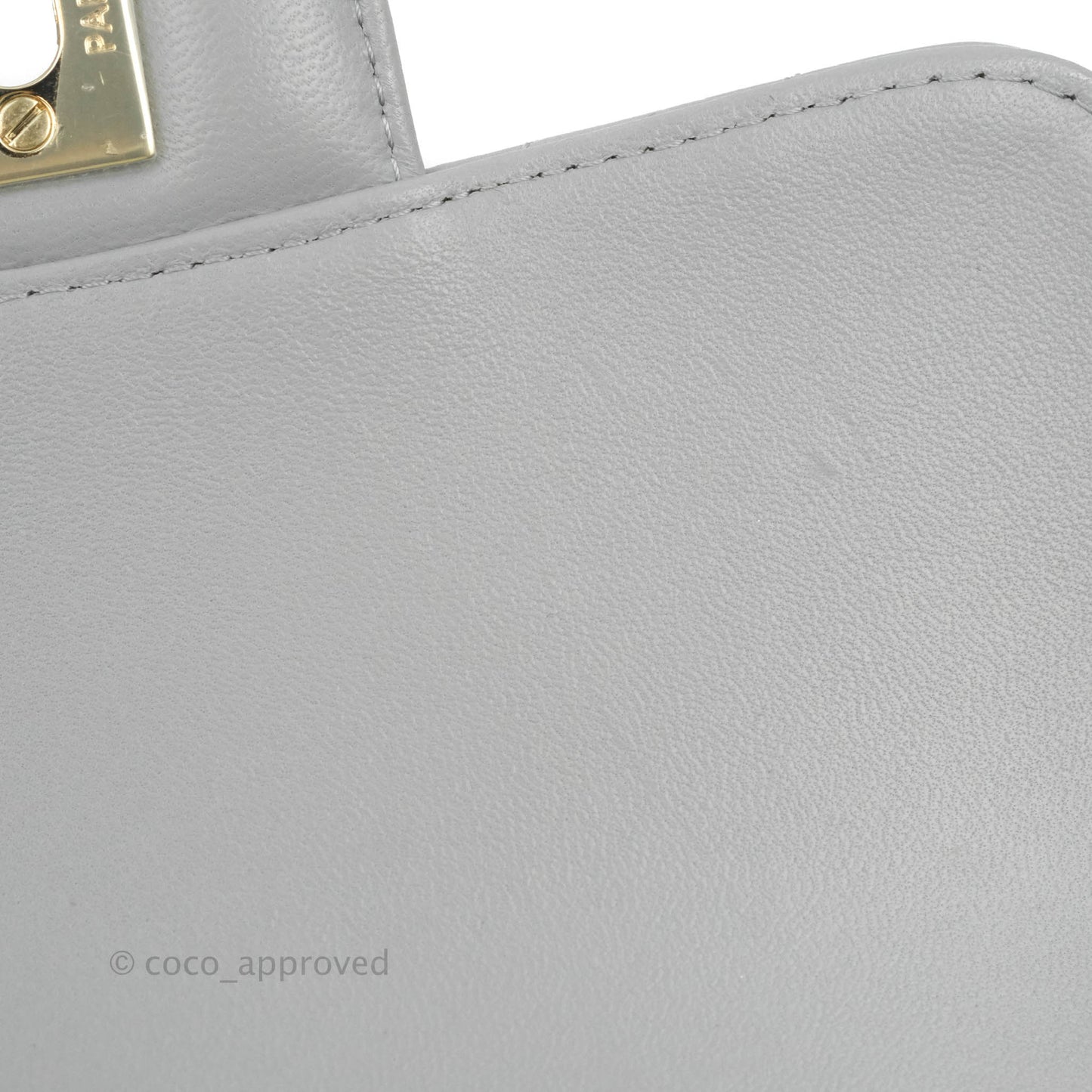 Chanel Mini Square Chevron Grey Lambskin Gold Hardware