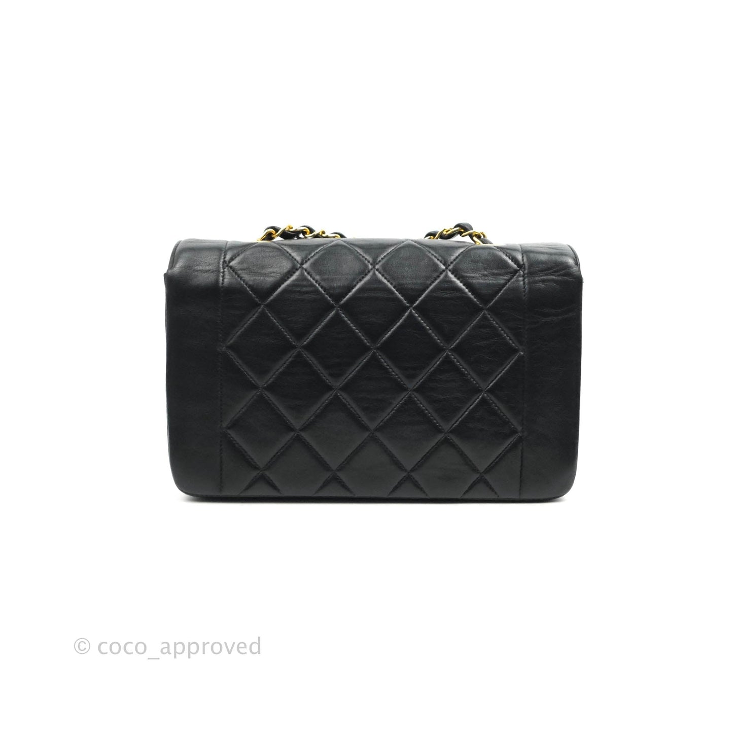 Chanel Vintage Small Classic Diana Flap Bag Black Lambskin 24K Gold Hardware