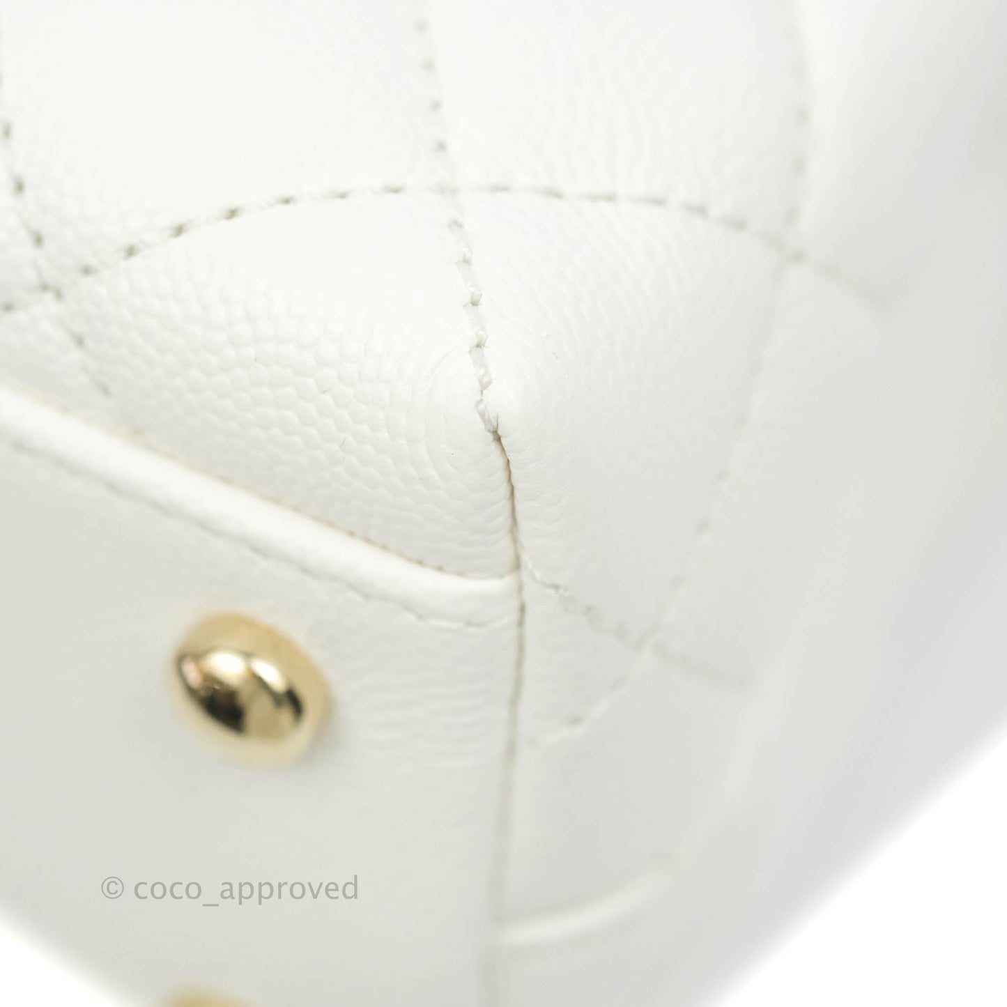 Chanel Mini (Small) Coco Handle Quilted White Caviar Gold Hardware