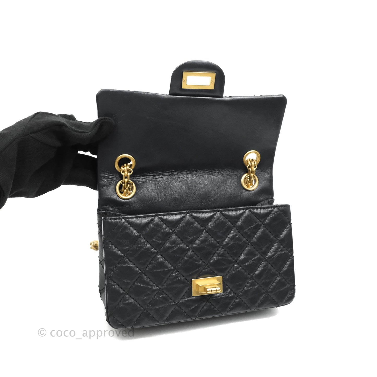 Chanel Mini Reissue 224 Navy Aged Calfskin Aged Gold Hardware