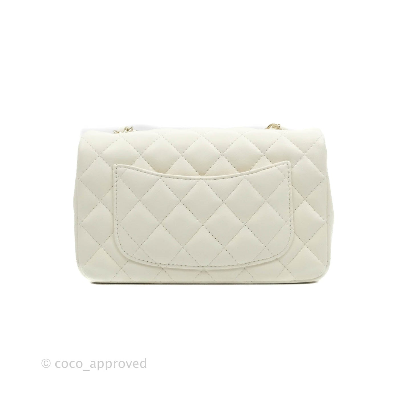 Chanel Quilted Mini Rectangular Flap White Lambskin Gold Hardware
