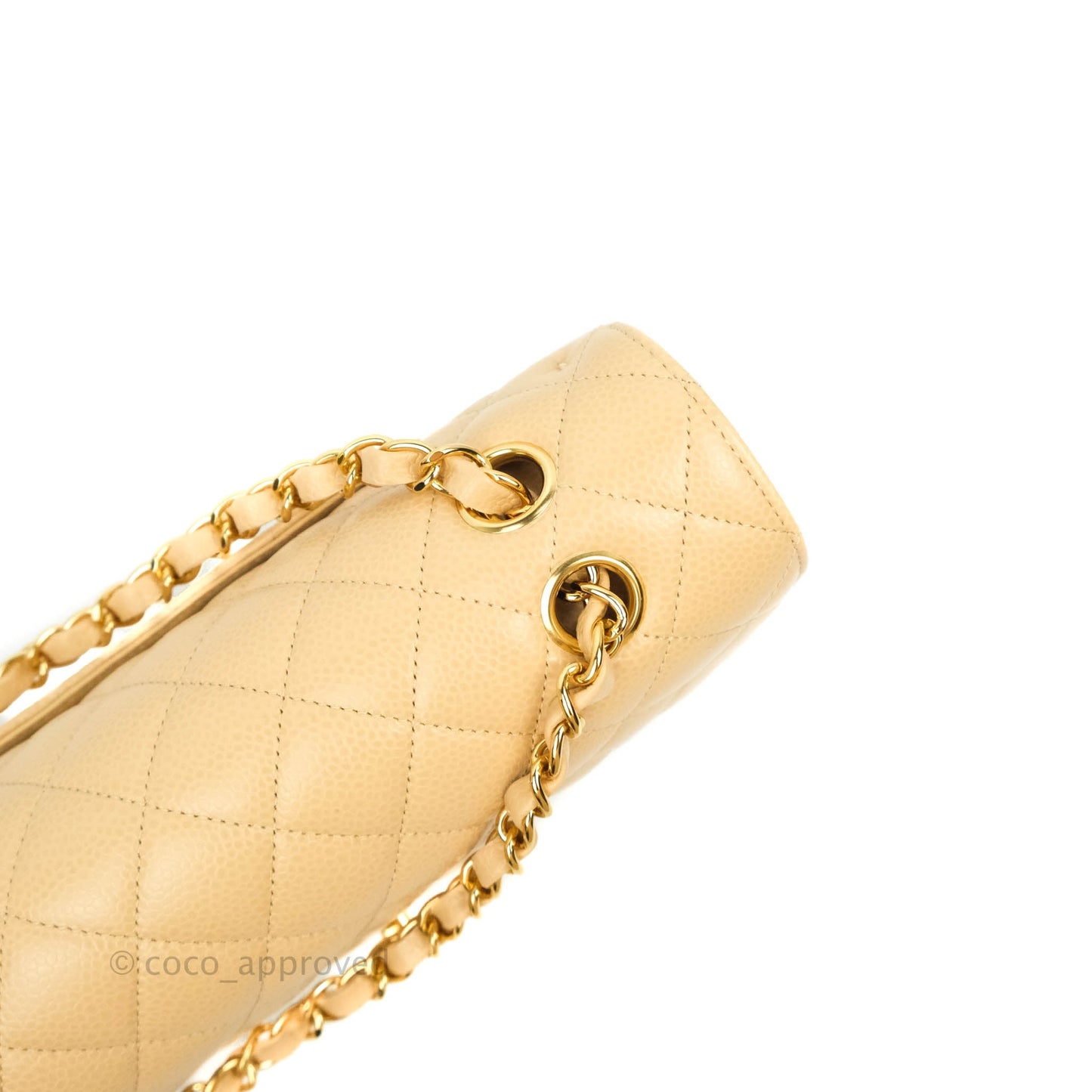 Chanel Classic M/L Medium Double Flap Beige Caviar Gold Hardware