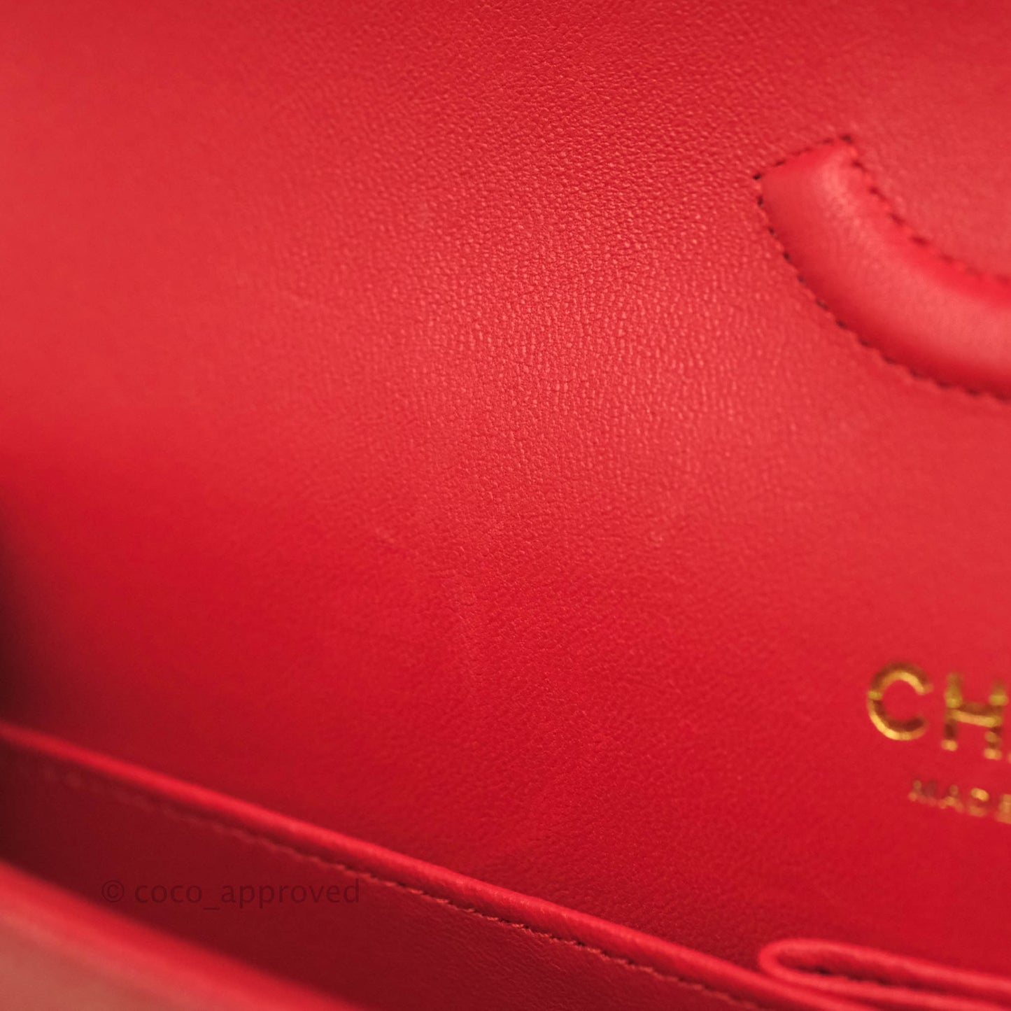Chanel Classic M/L Medium Double Flap Iridescent Red Caviar Gold Hardware 21S