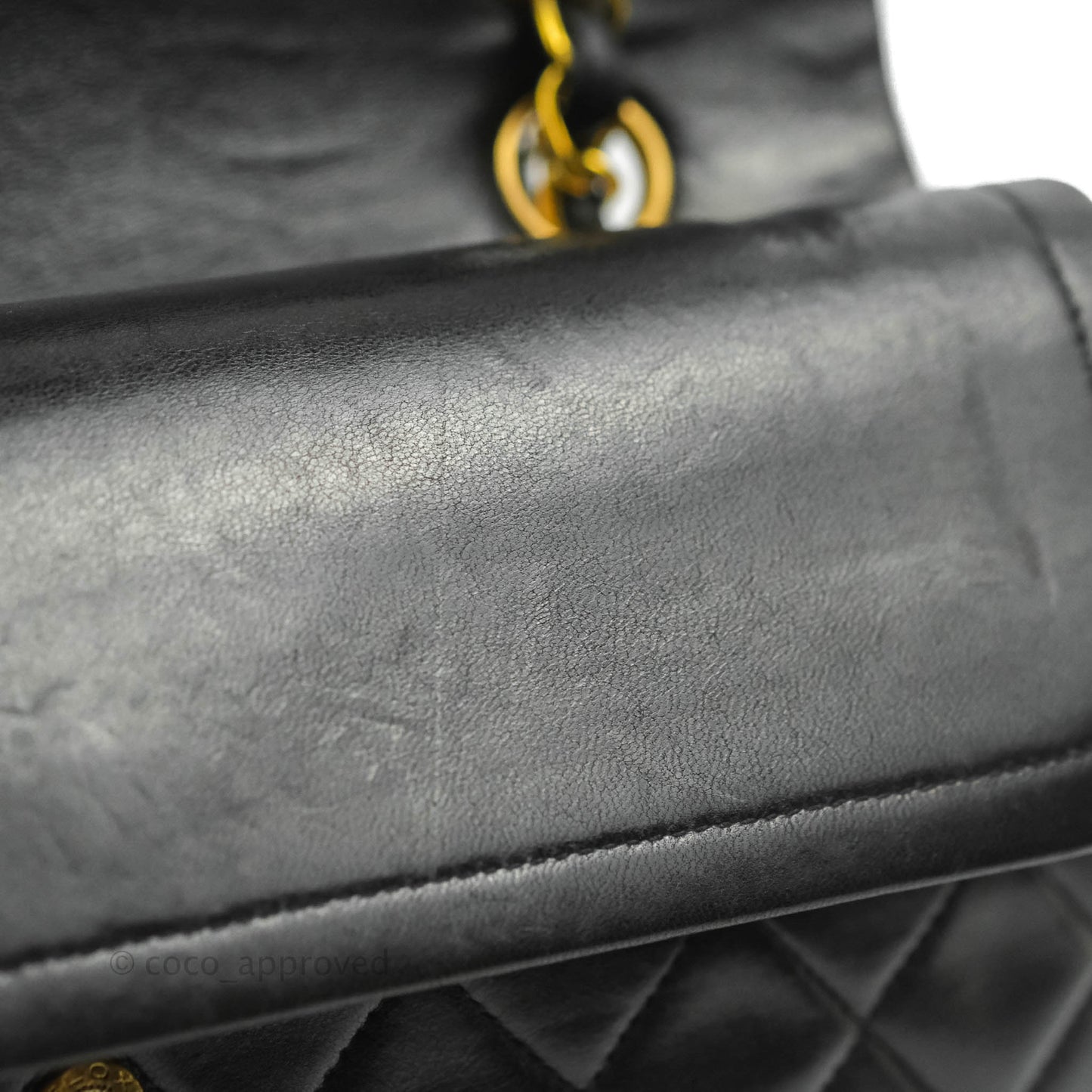 Chanel Vintage Classic M/L Medium Double Flap Bag Black Lambskin 24K Gold Hardware