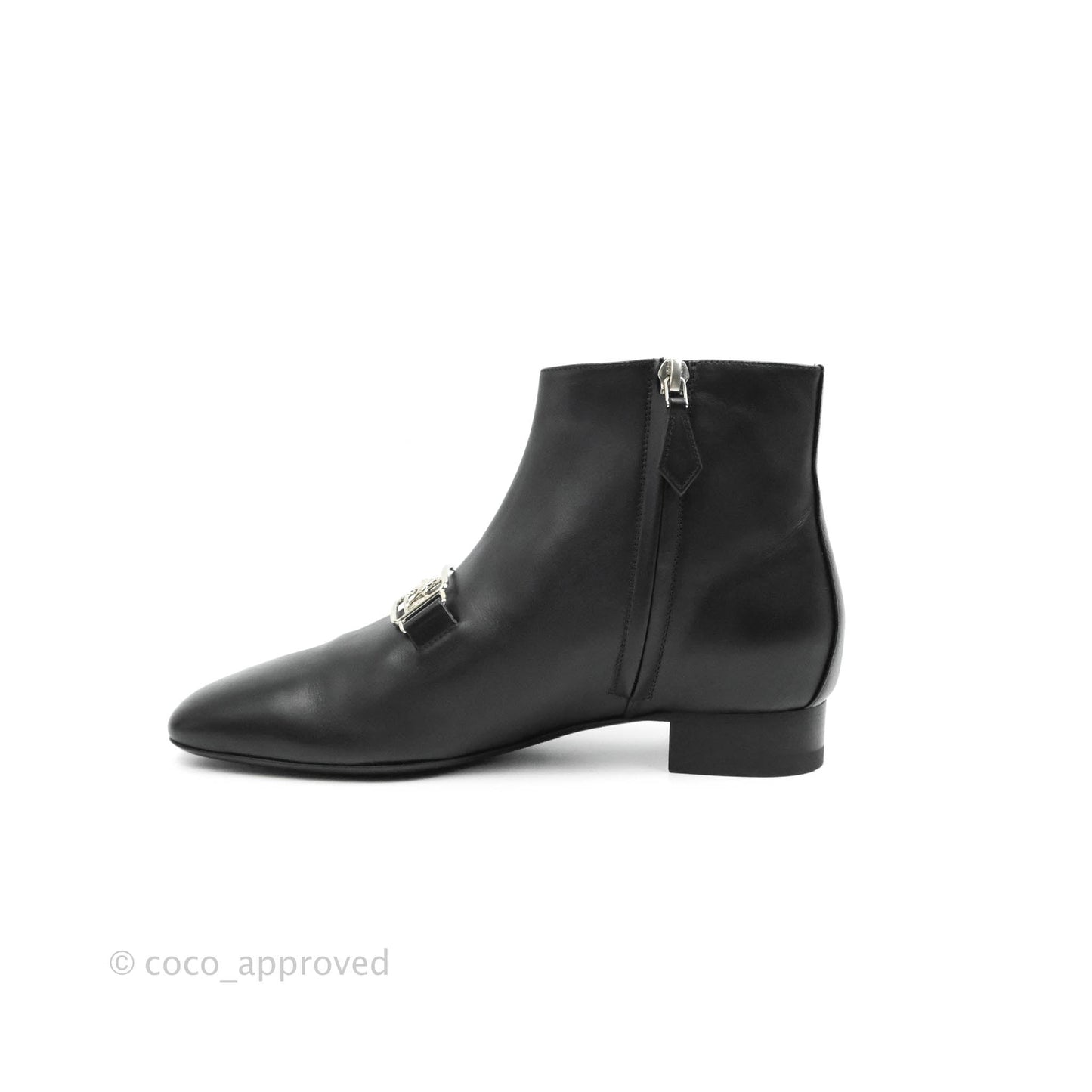 Hermès Black Leather Boots Size 36.5