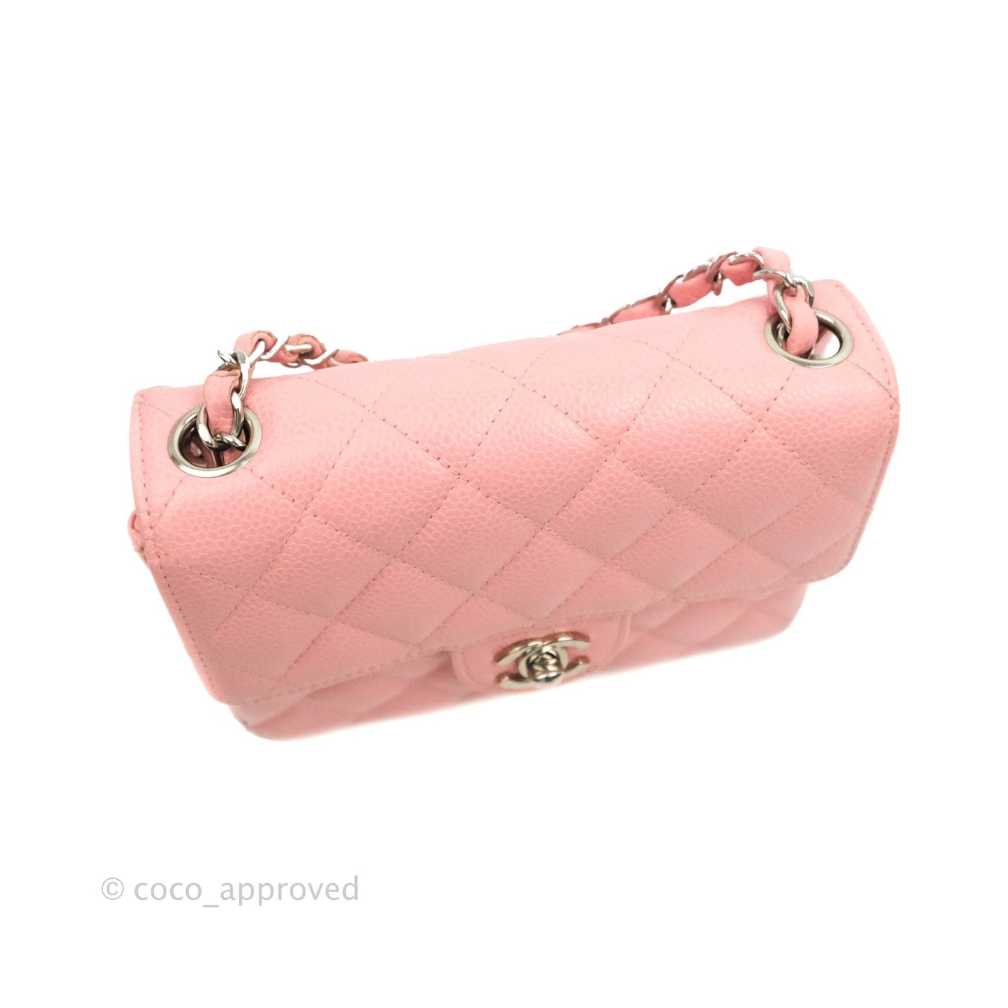 Chanel Quilted Vintage Mini Square Flap Pink Caviar Silver Hardware