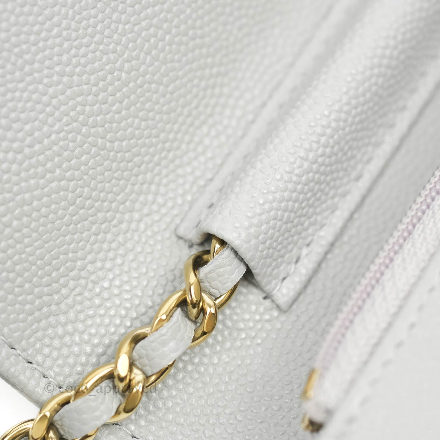 Chanel Quilted Wallet on Chain WOC Grey Caviar Gold Hardware 21A