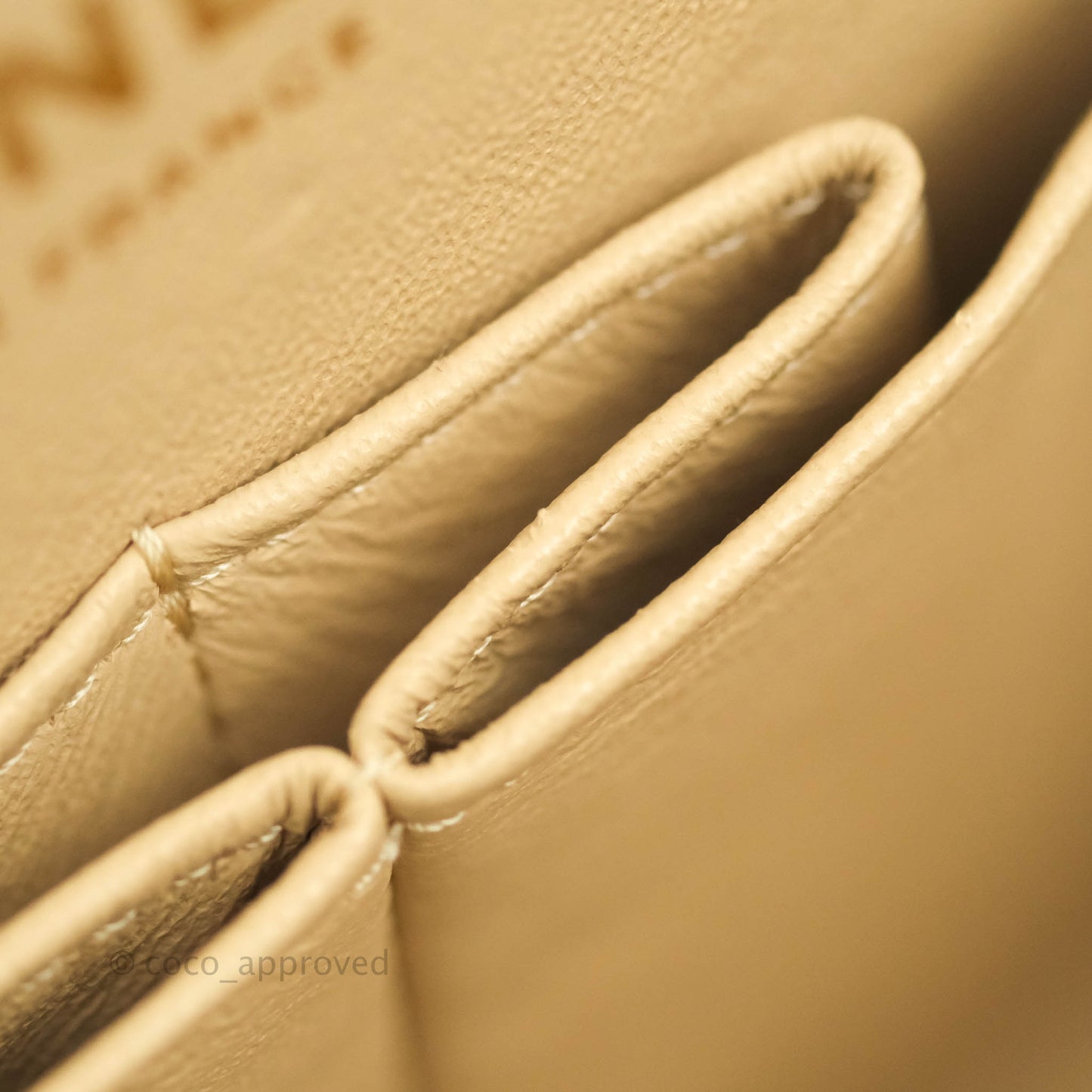 Chanel Quilted M/L Medium Double Flap Beige Caviar Gold Hardware 19C
