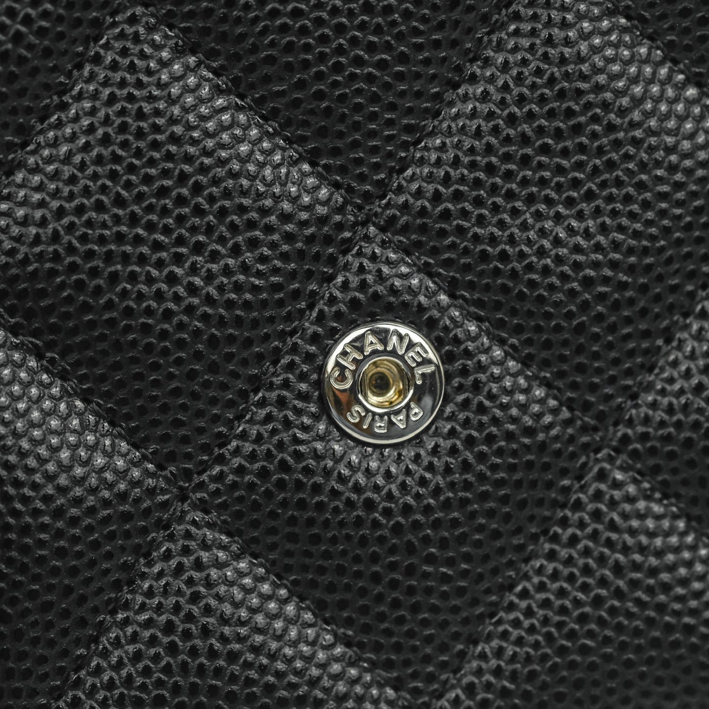 Chanel Quilted Small Flap Card Holder Black Caviar Silver Hardware
