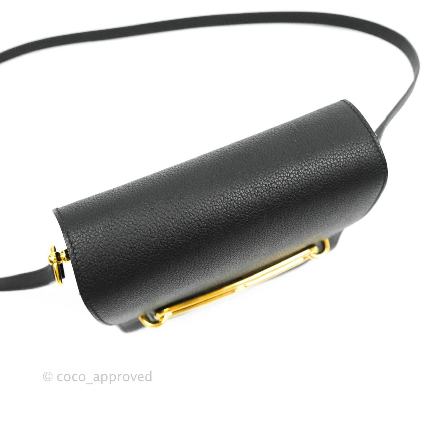 Hermès Roulis Mini 18 Black Clemence Gold Hardware