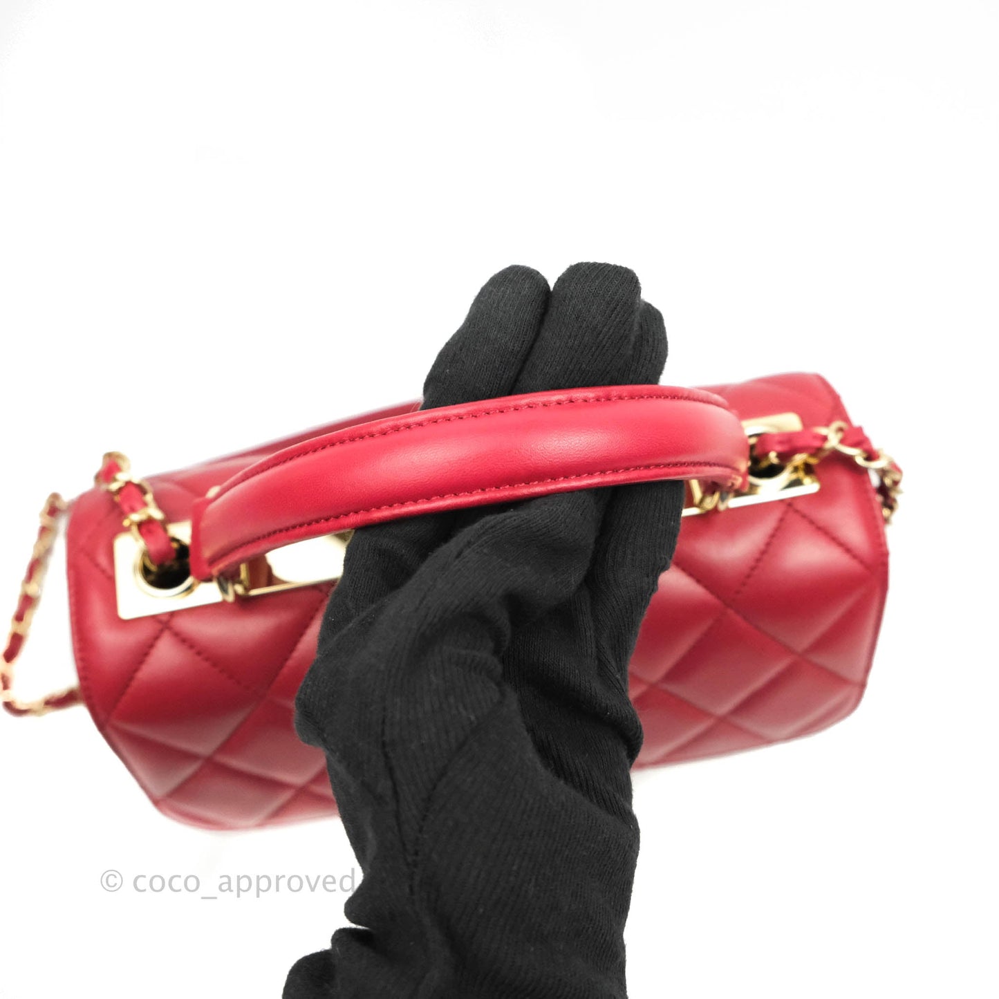 Chanel Small Quilted Trendy CC Red Lambskin Gold Hardware