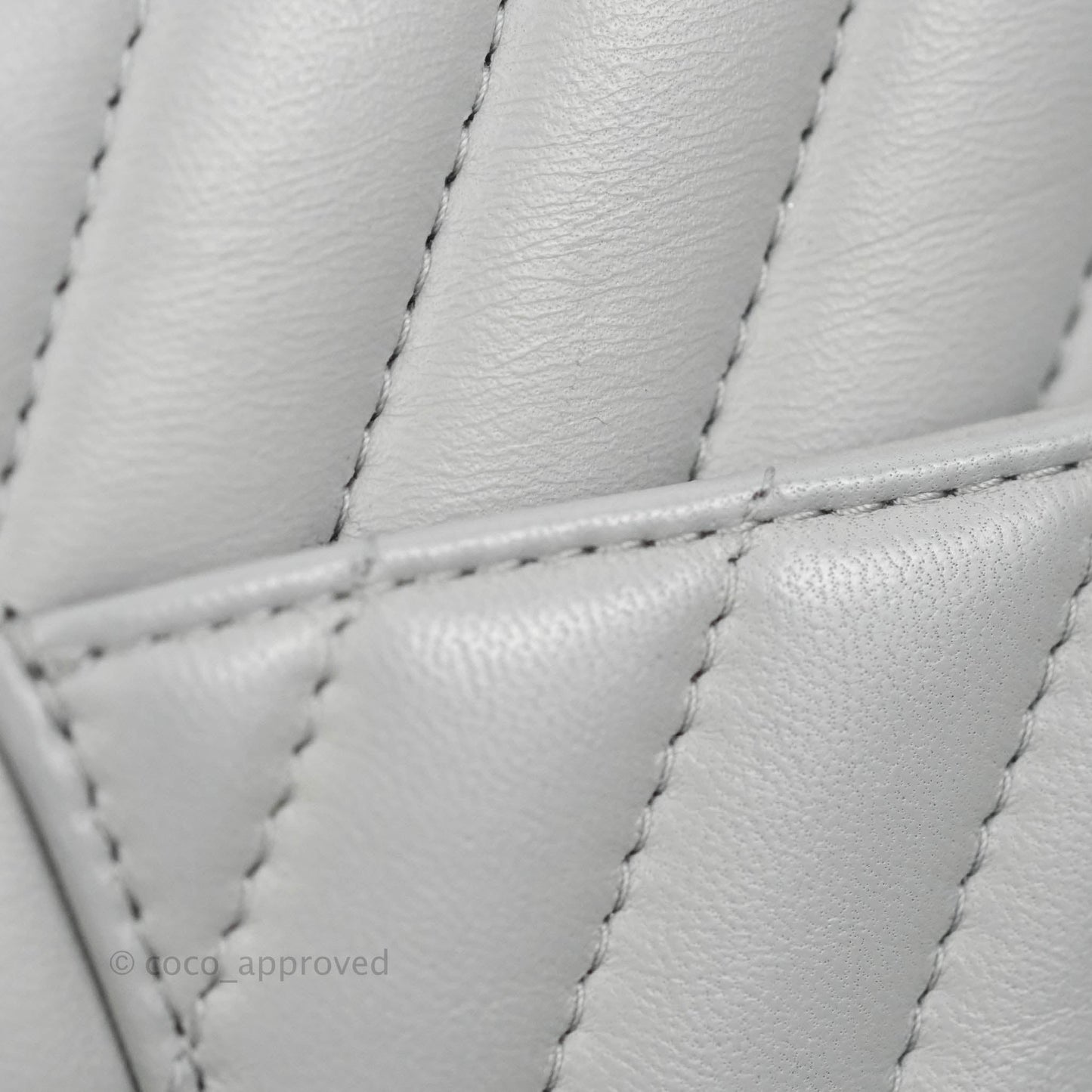 Chanel Mini Square Chevron Grey Lambskin Gold Hardware