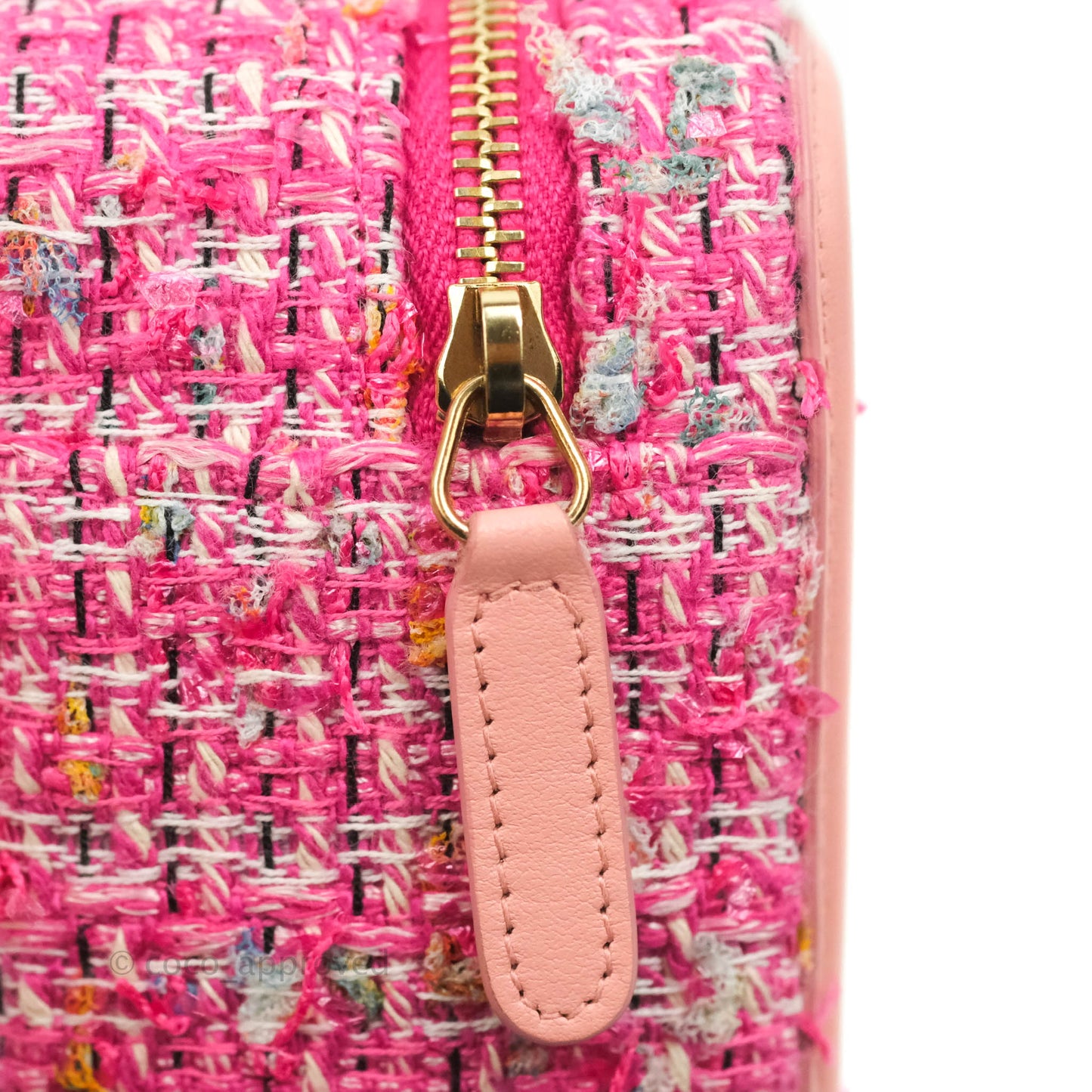 Chanel CC Filigree Vanity Clutch With Chain Pink Tweed