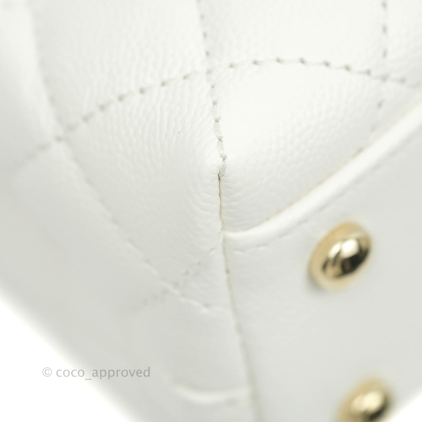 Chanel Mini (Small) Coco Handle Quilted White Caviar Gold Hardware