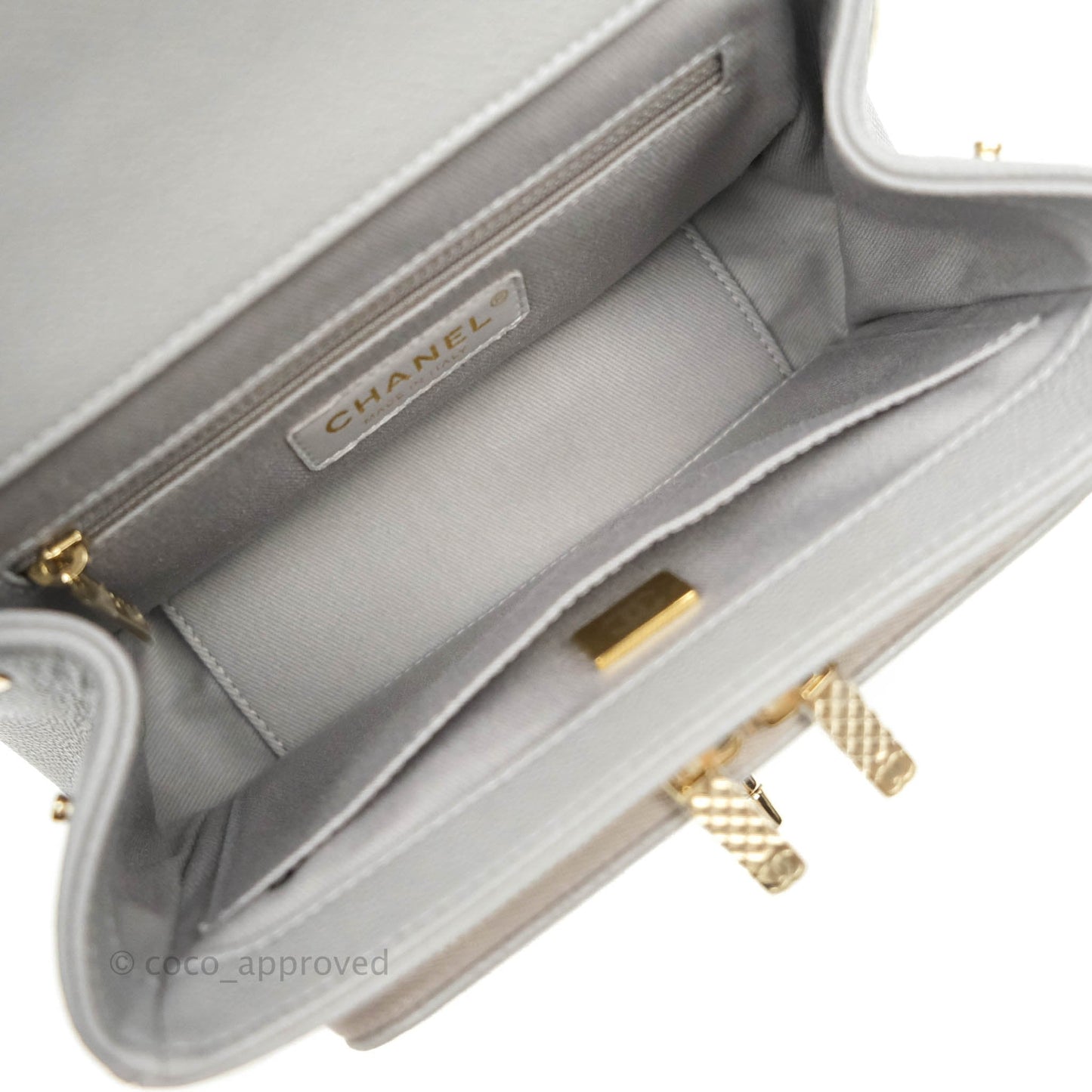 Chanel Quilted Small Business Affinity Flap Grey Caviar Gold Hardware