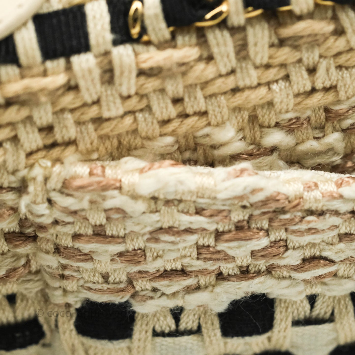 Chanel M/L Medium Flap Beige Tweed Chain Braid Aged Gold Hardware 19P