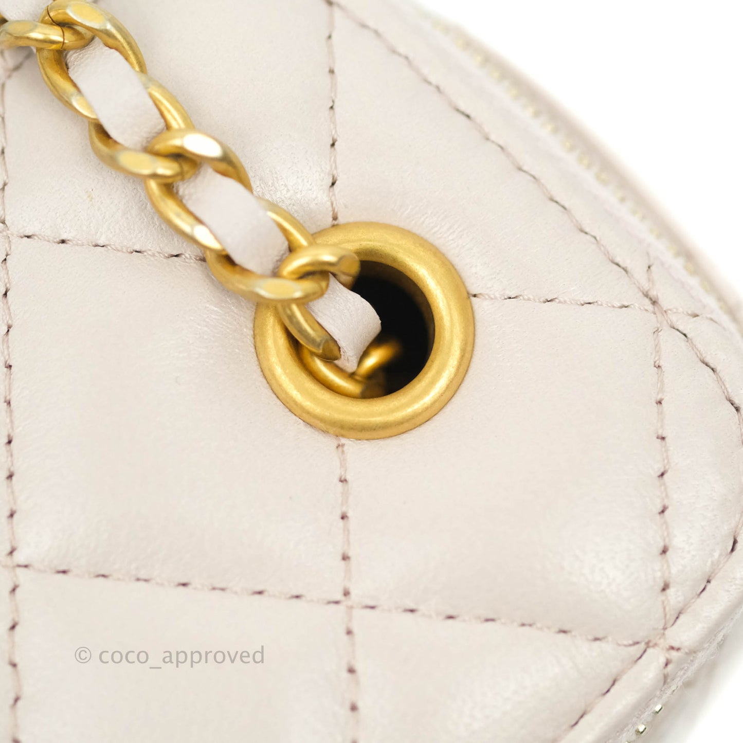 Chanel Classic Mini Pearl Crush Vanity With Chain Lilac Pink Lambskin Aged Gold Hardware