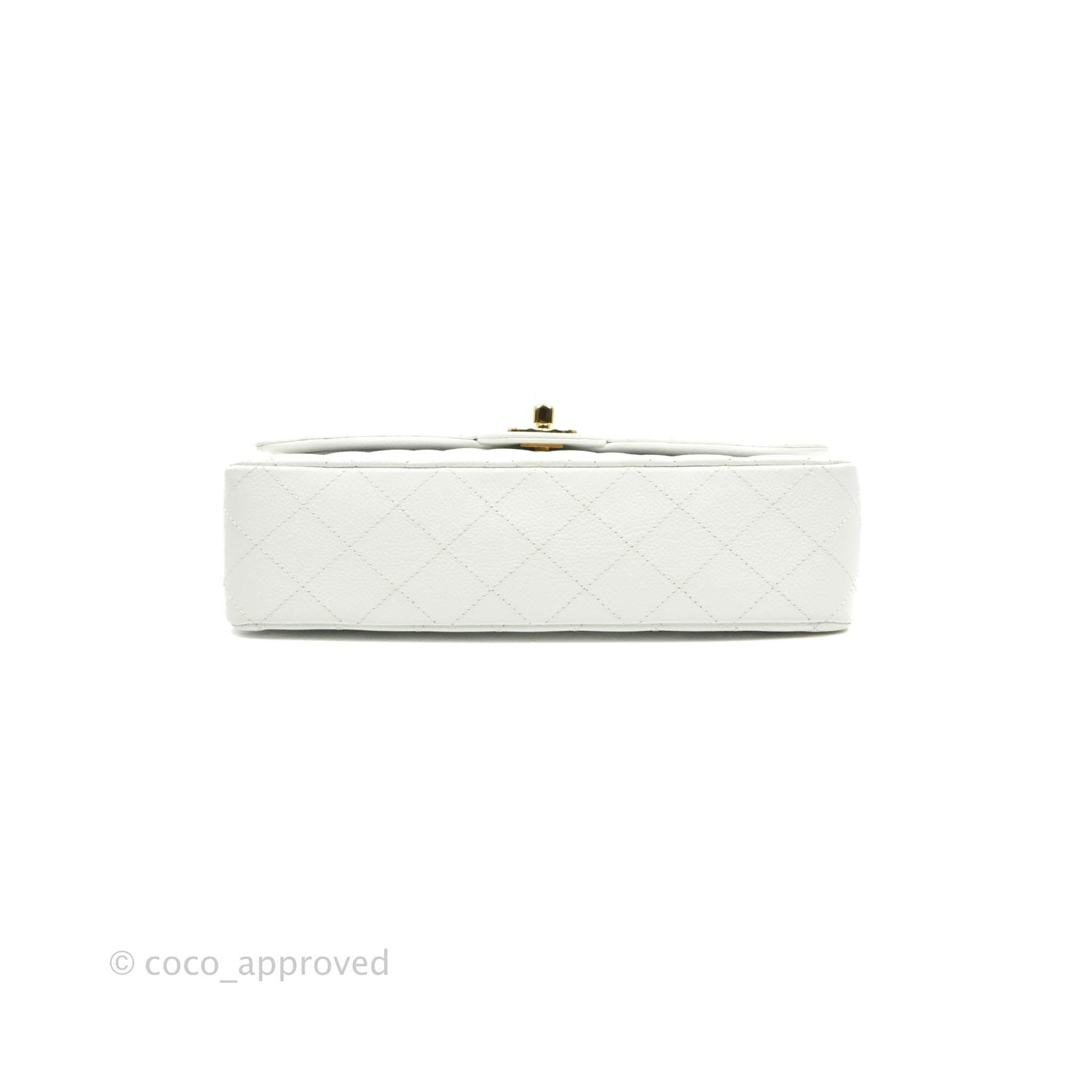 Chanel Quilted M/L Medium Double Flap White Caviar Gold Hardware