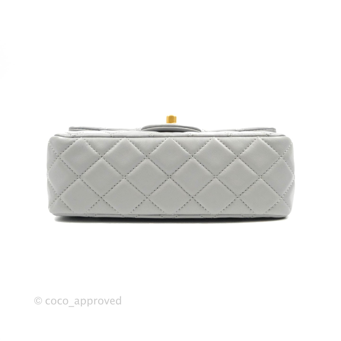 Chanel Mini Rectangular Pearl Crush Quilted Grey Lambskin Aged Gold Hardware