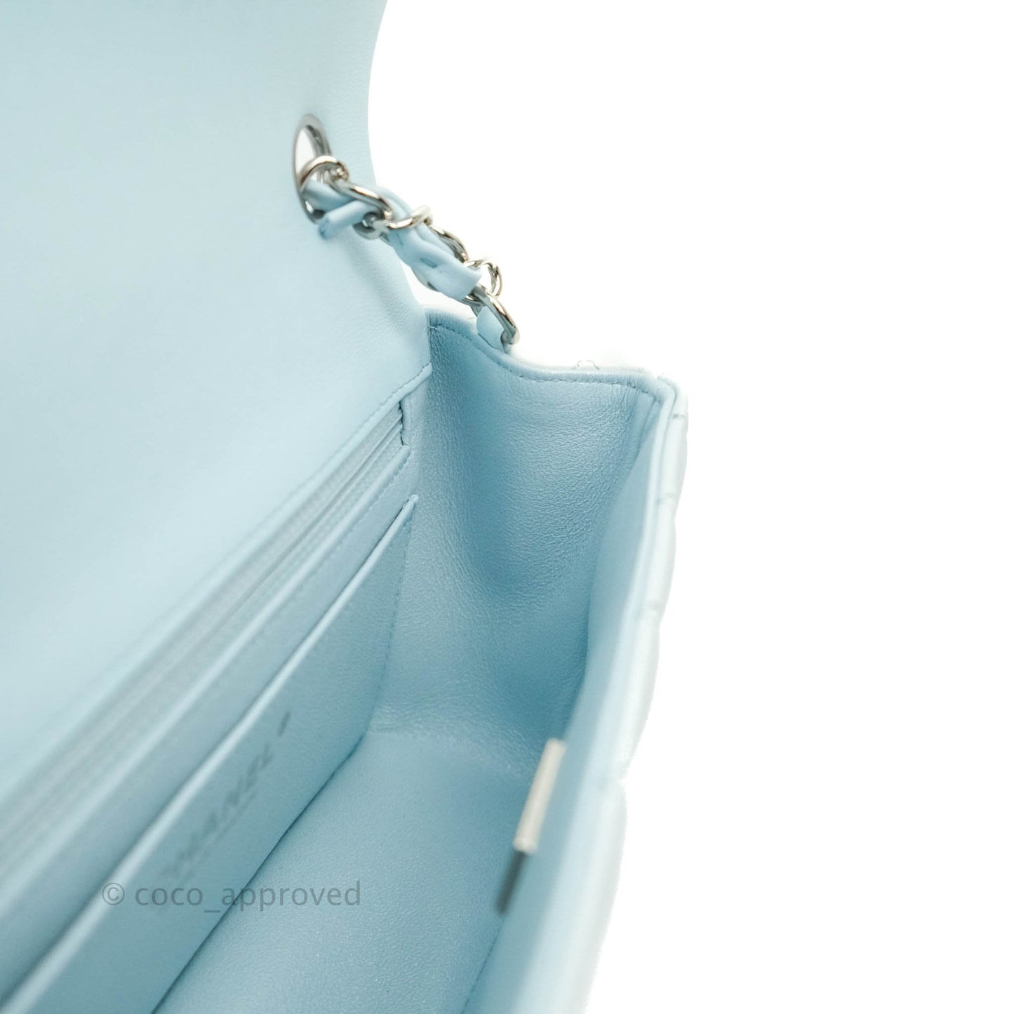 Chanel Quilted Mini Rectangular Flap Iridescent Blue Silver Hardware