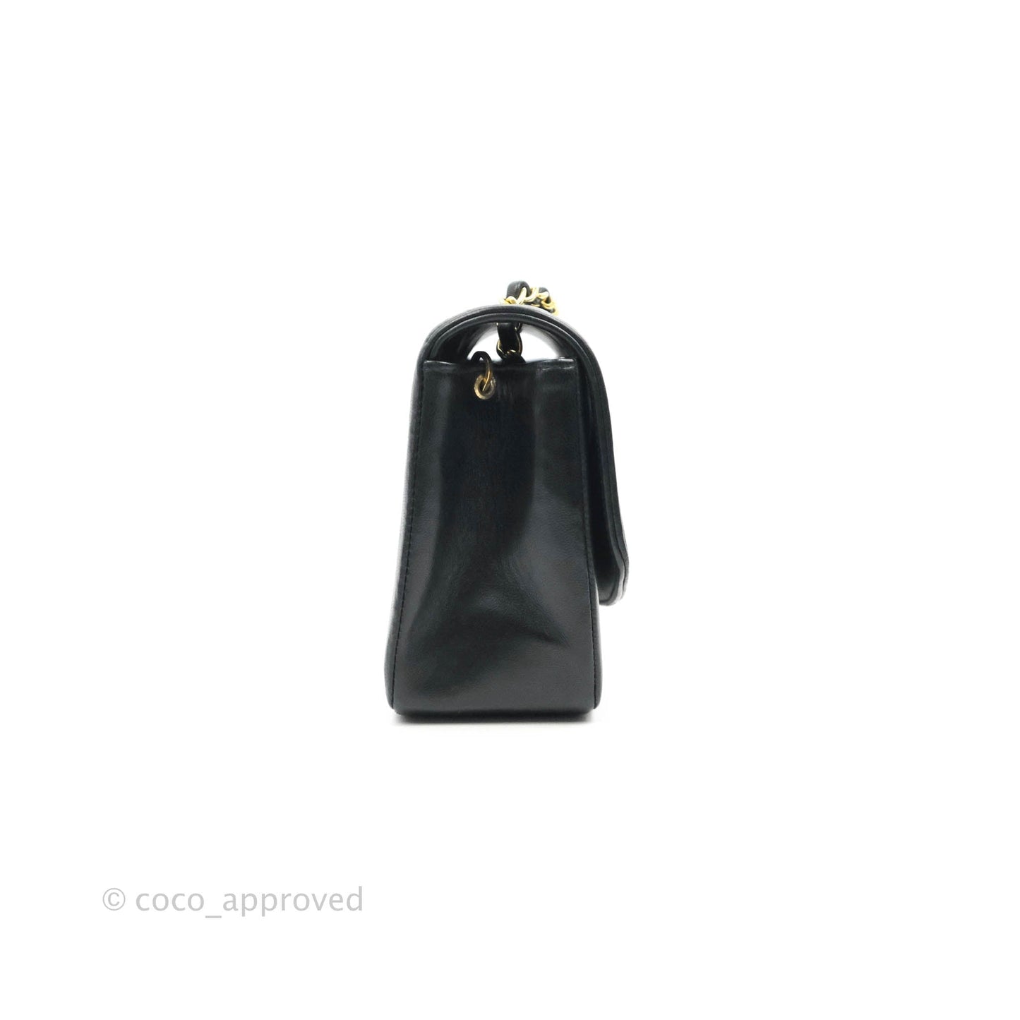 Chanel Vintage Small Classic Diana Flap Bag Black Lambskin 24K Gold Hardware