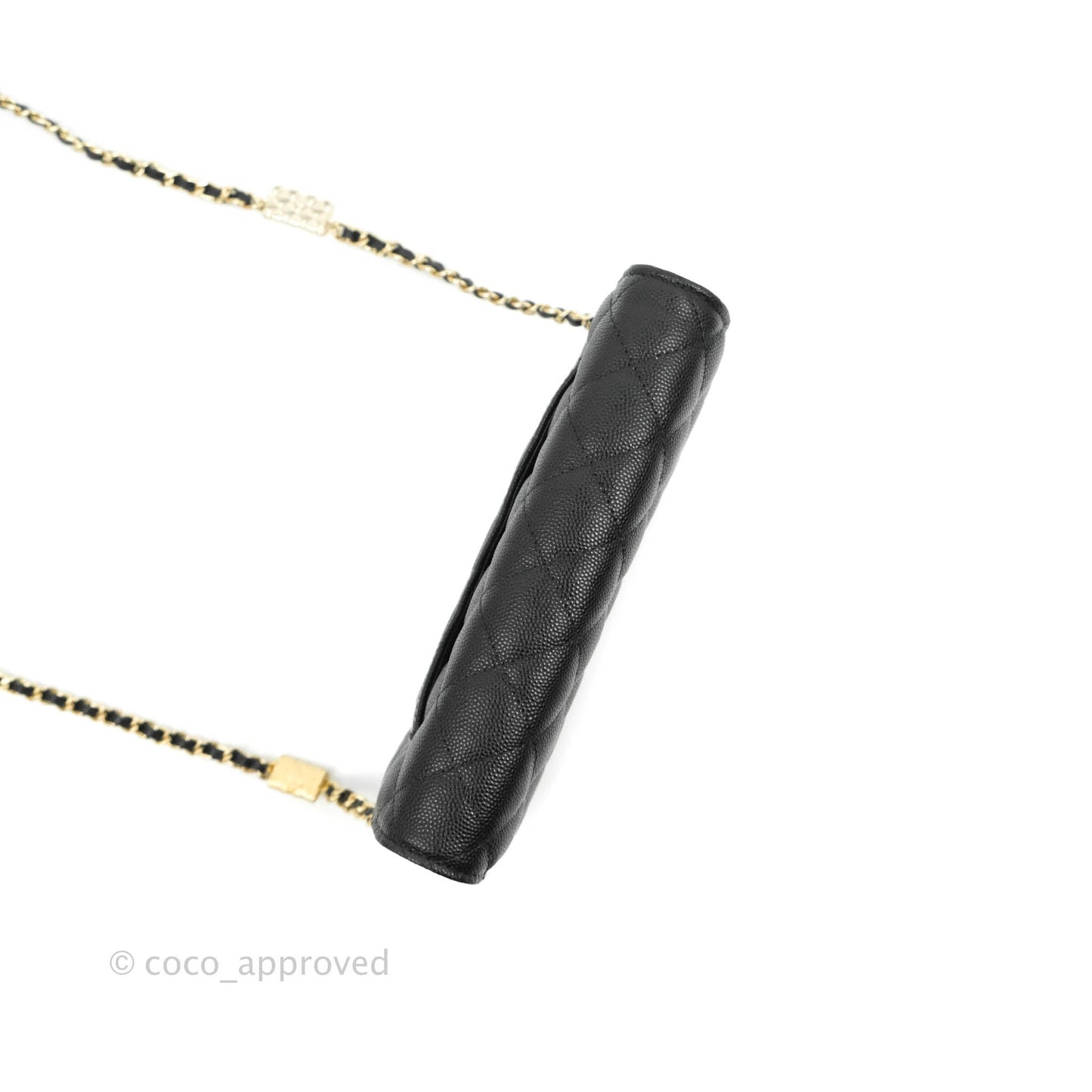 Chanel Quilted WOC Black Caviar Gold Hardware With Charms