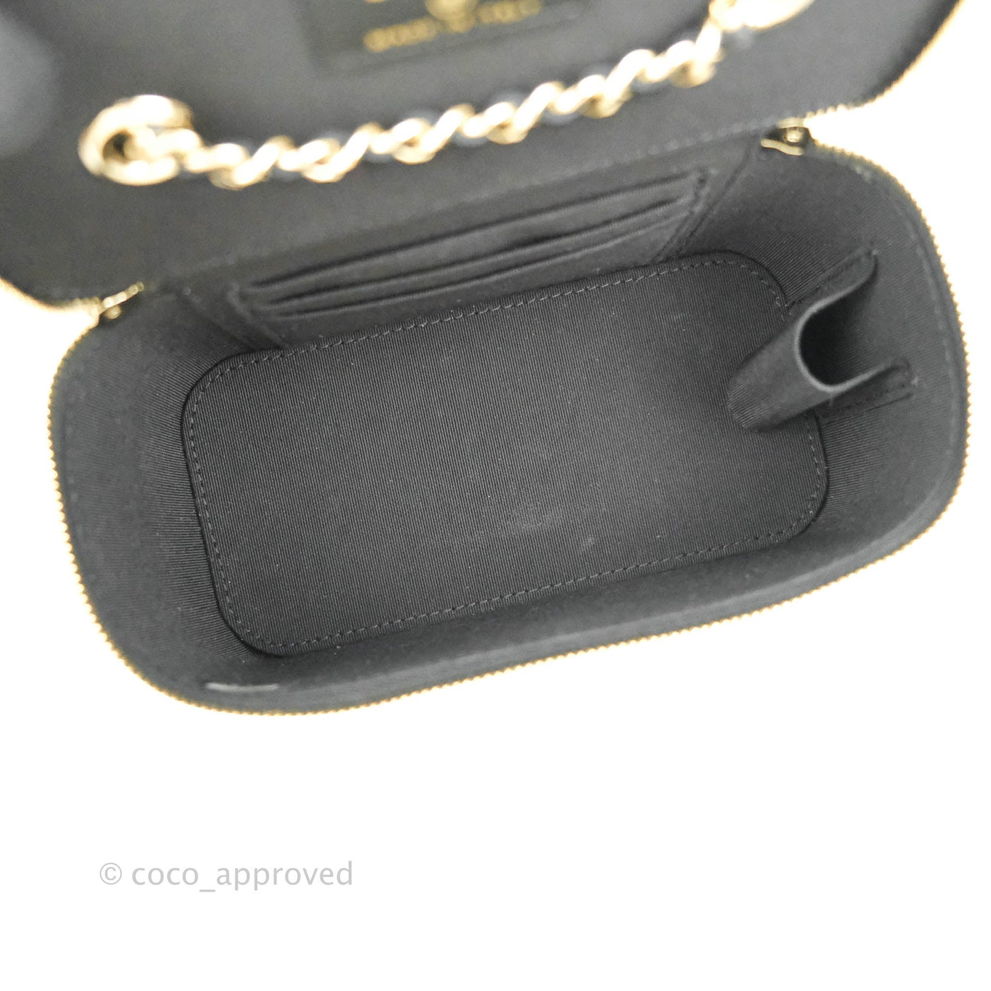 Chanel Vanity Rectangular Camellia Embossed Black Lambskin Gold Hardware
