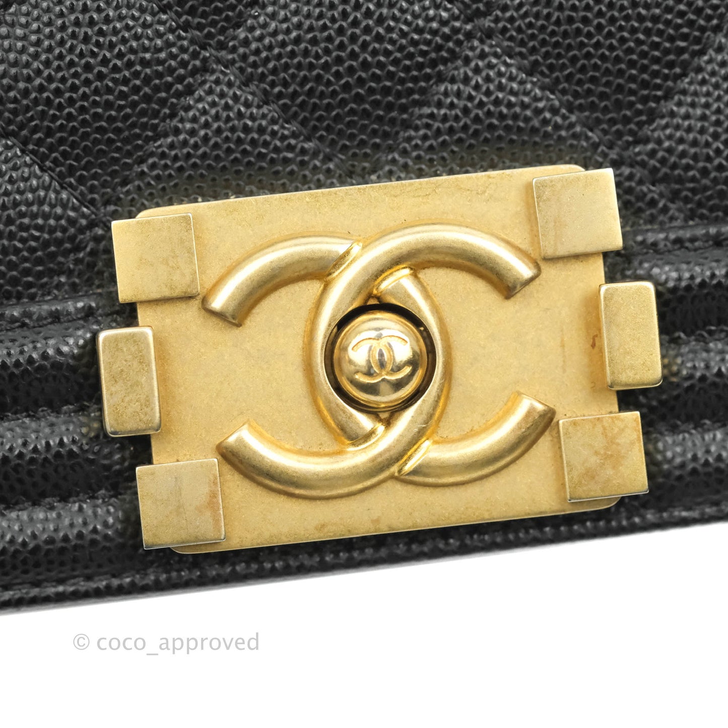 Chanel Medium Quilted Boy Black Caviar Aged Gold Hardware