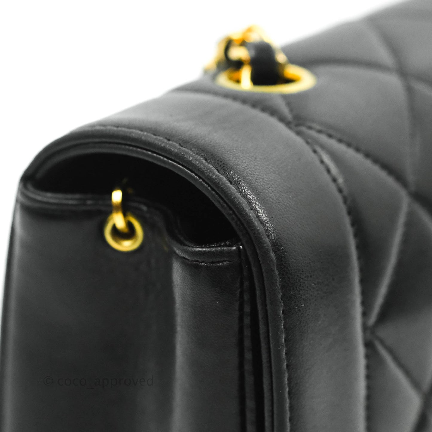 Chanel Vintage Small Quilted Classic Diana Flap Bag Black Lambskin 24K Gold Hardware