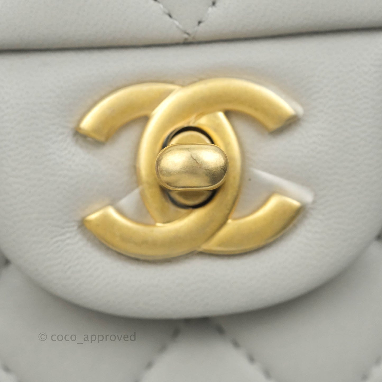 Chanel Top Handle Mini Rectangular Flap Bag Grey Lambskin Aged Gold Hardware