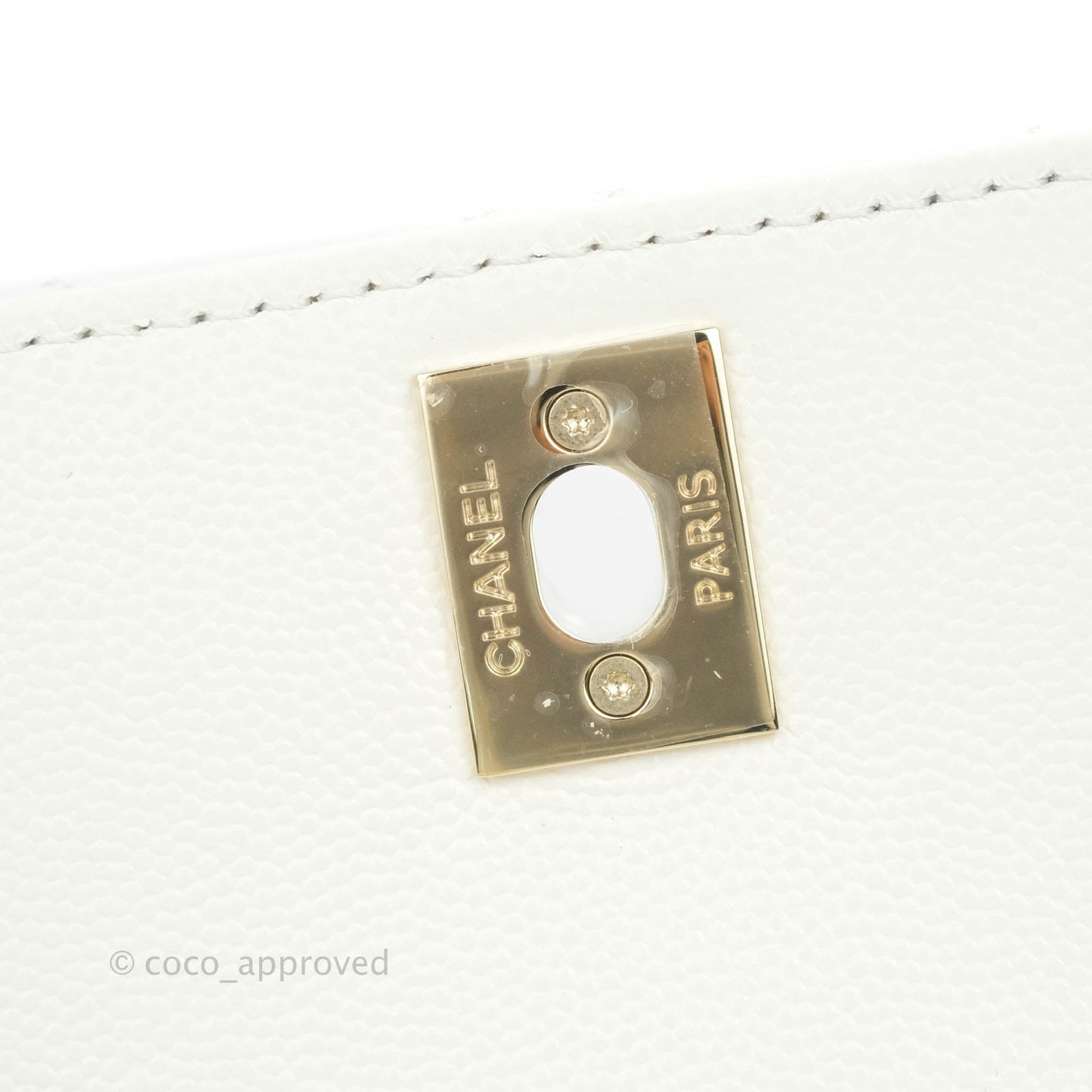 Chanel Mini (Small) Coco Handle Quilted White Caviar Gold Hardware